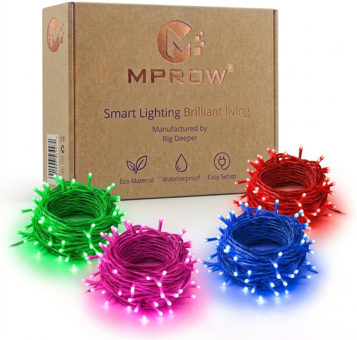 MPROW 40 LEDs 11 m Green, Pink, Blue, Red Steady String Rice Ligh