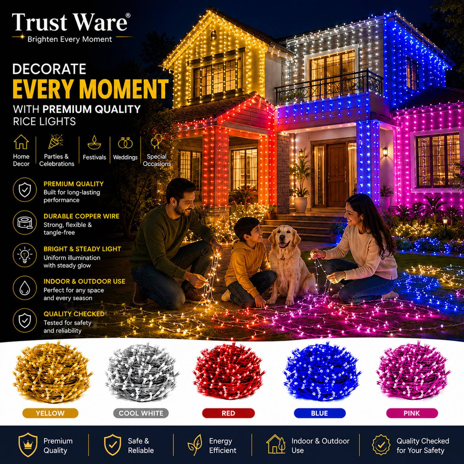 Trust Ware 40 LED Multicolor Rice Lights 12m - Image 2