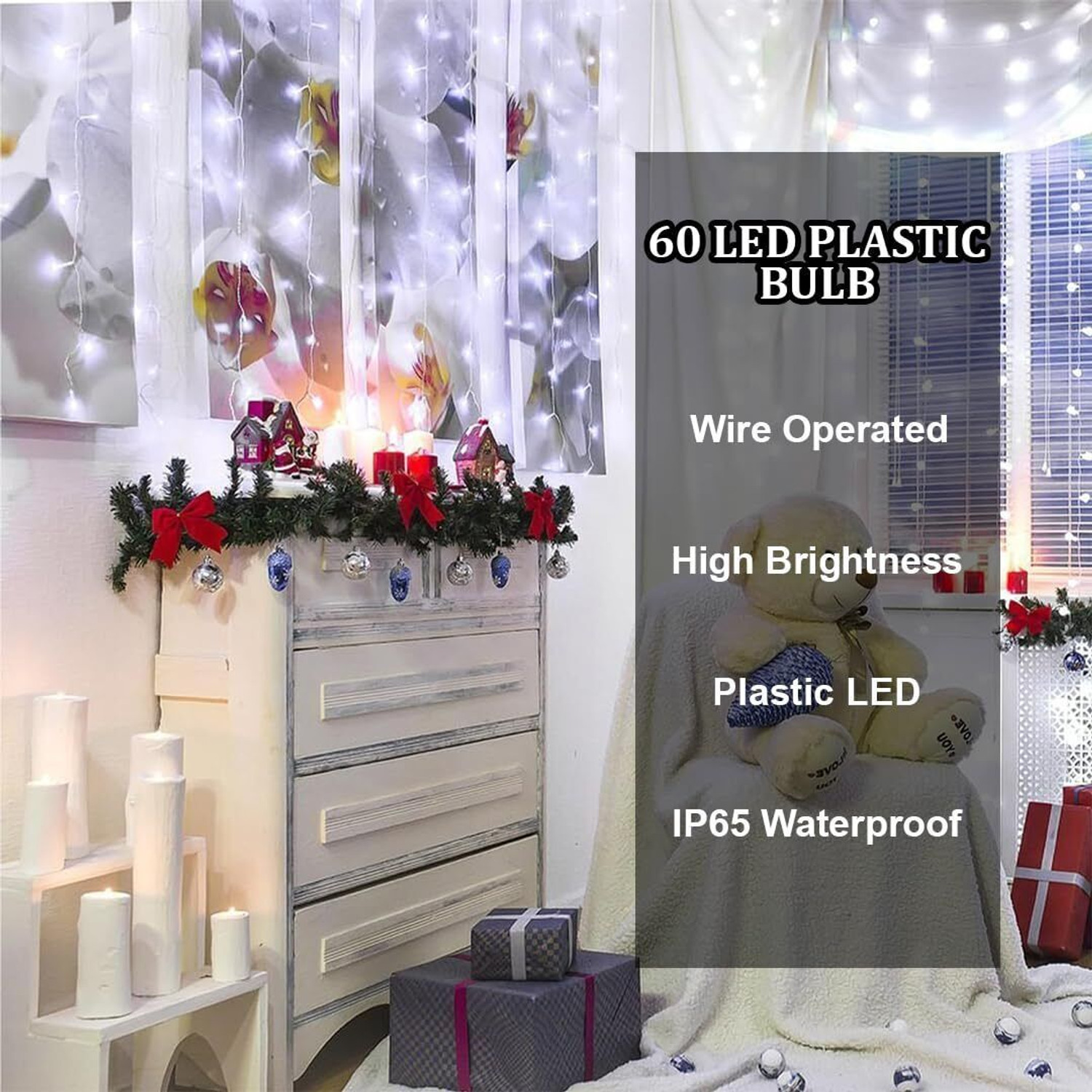 Image of FIZZYTECH 60 LEDs 20 m White Steady String Rice Lights