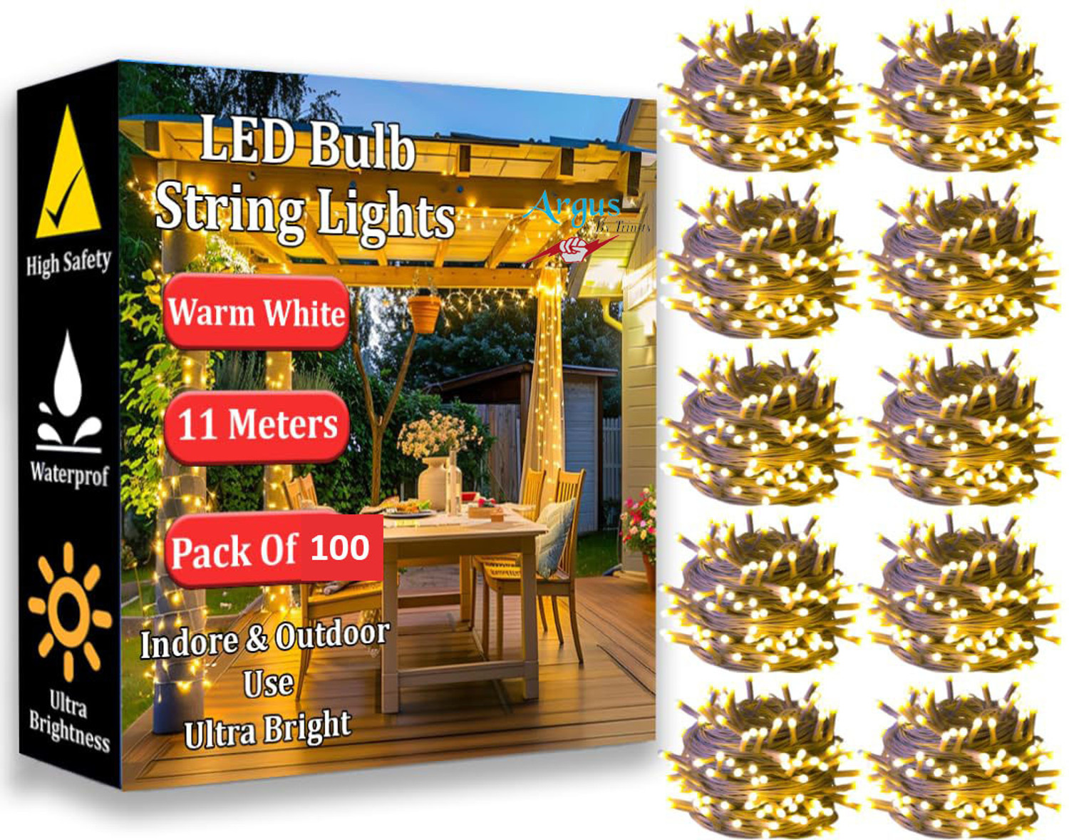 Image of SHREE INDUSTRIESS 40 LEDs 11 m Yellow Steady Candy Rice Lights
