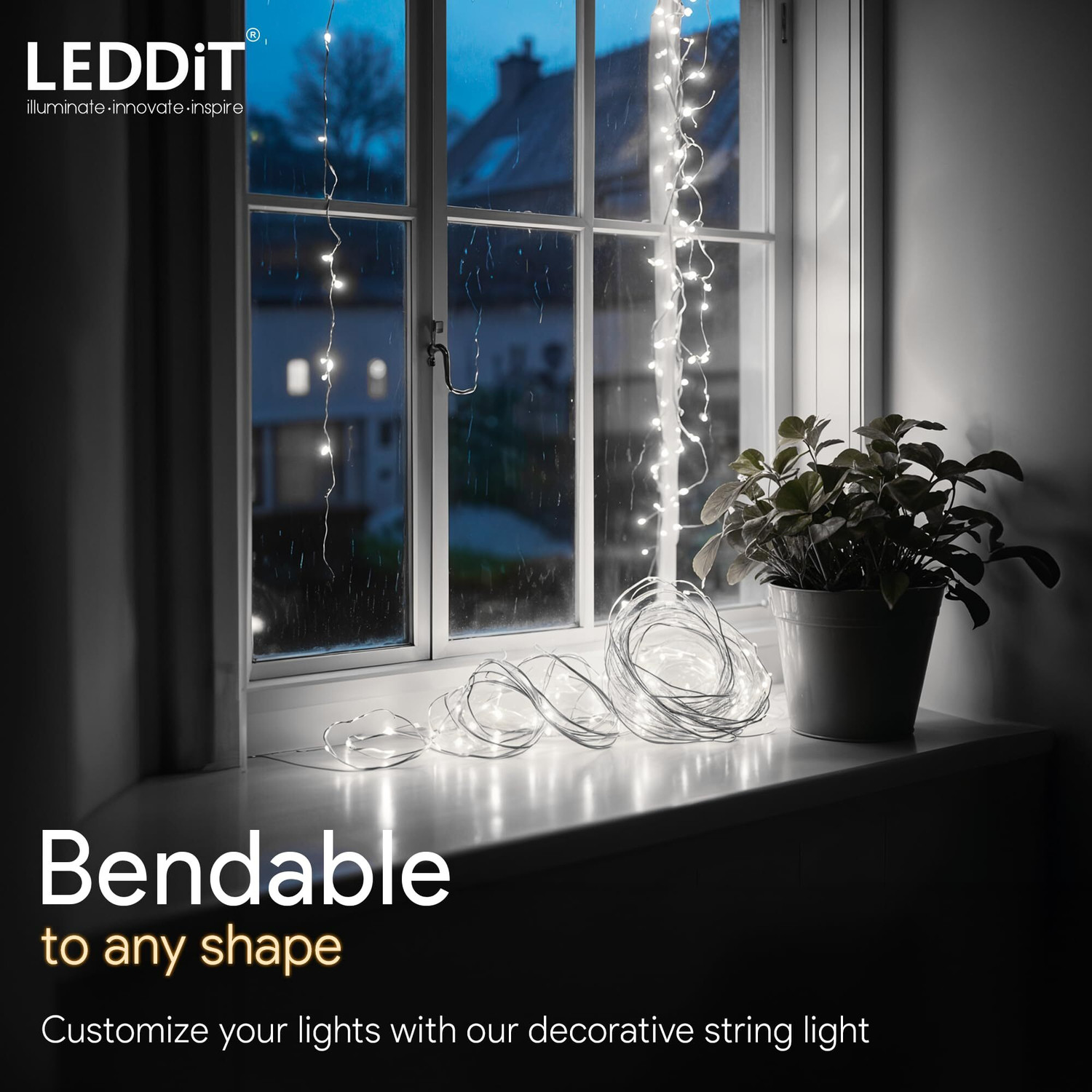 Image of LEDDIT 40 LEDs 10 m White Steady String Rice Lights