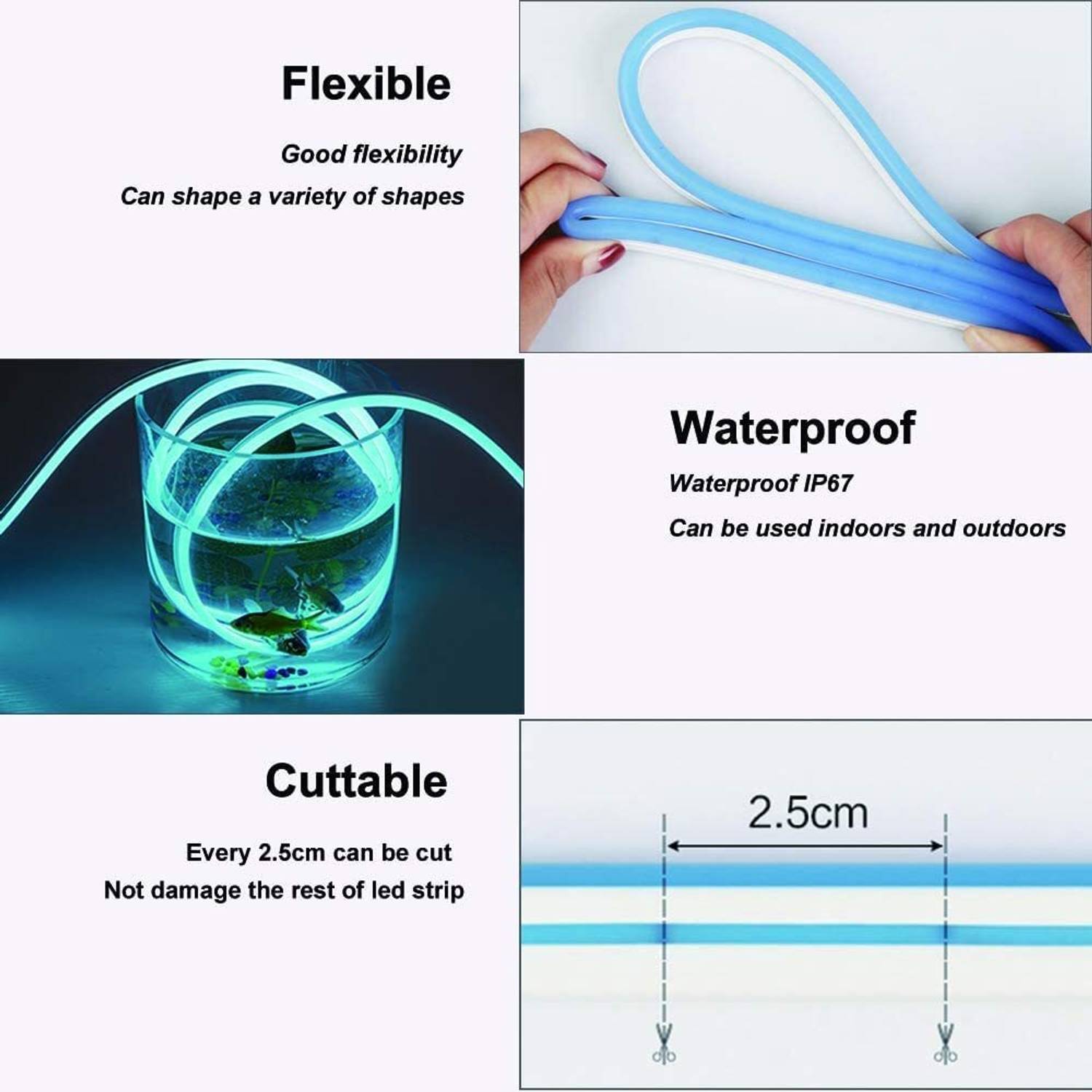 TUKAMCHA 5M 12V Neon Blue Waterproof Car Light - Image 3