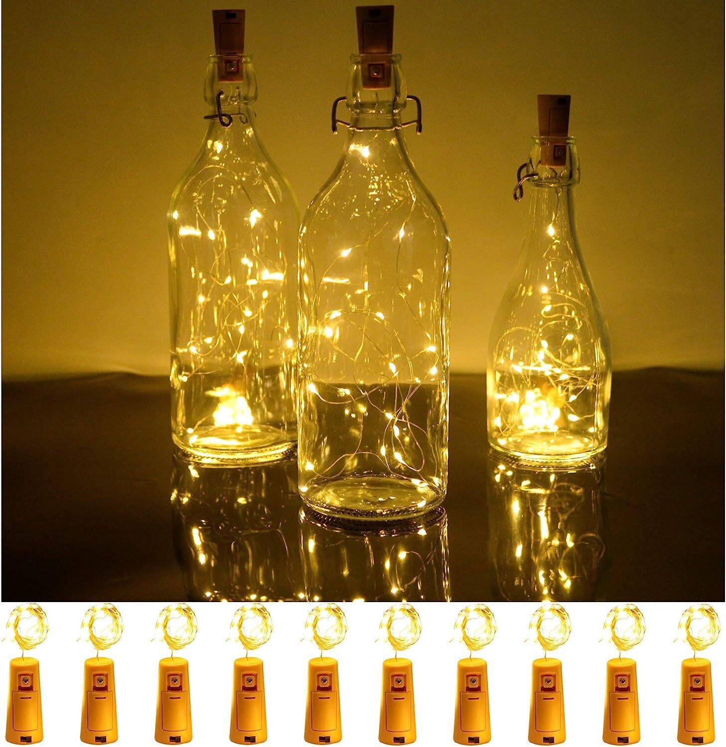 Elencraft 20 LEDs 2 m Gold Steady Ball Rice Lights (Pack of 10)