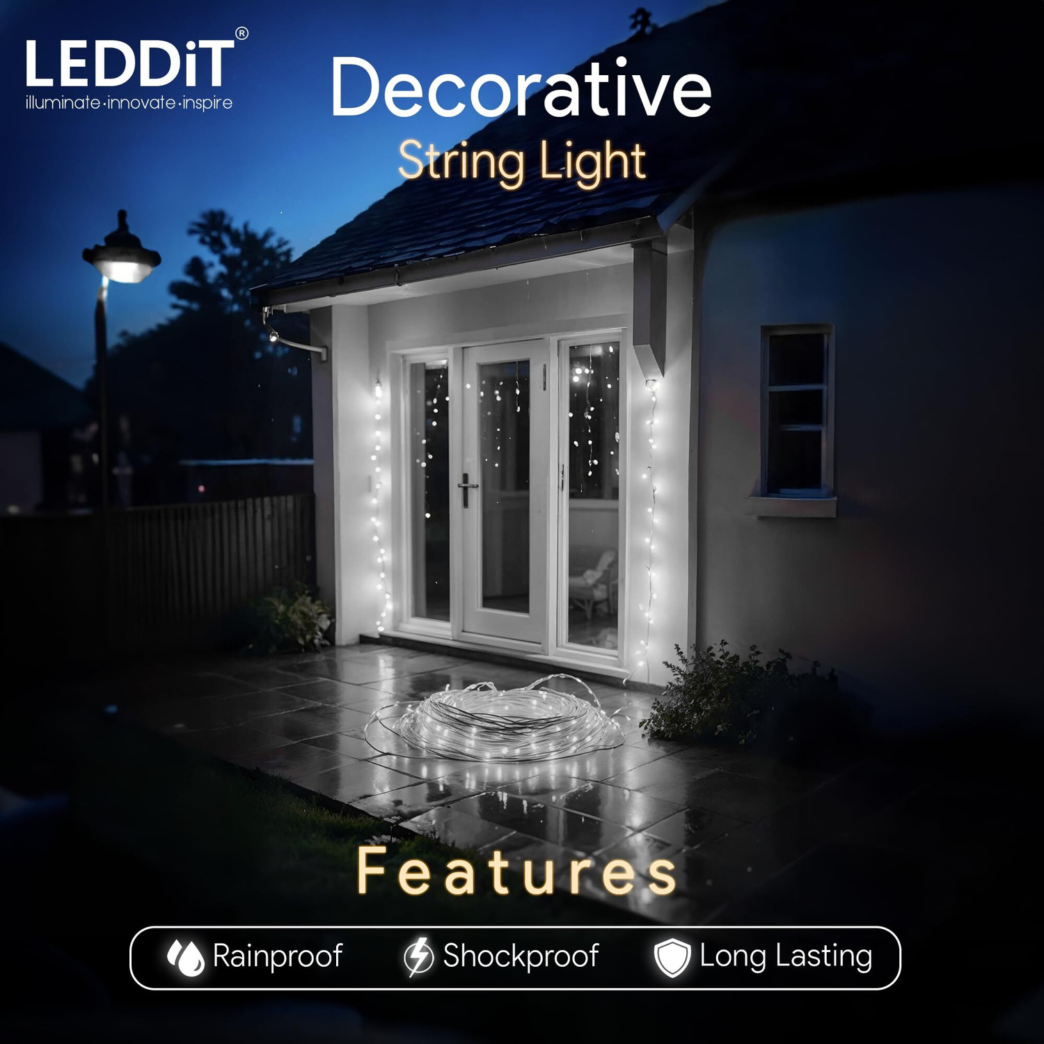 Image of LEDDIT 40 LEDs 10 m White Steady String Rice Lights