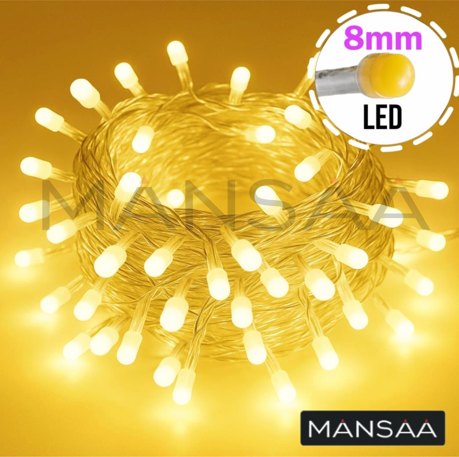 Image of MANSAA 40 LEDs 11 m Yellow Steady String Rice Lights