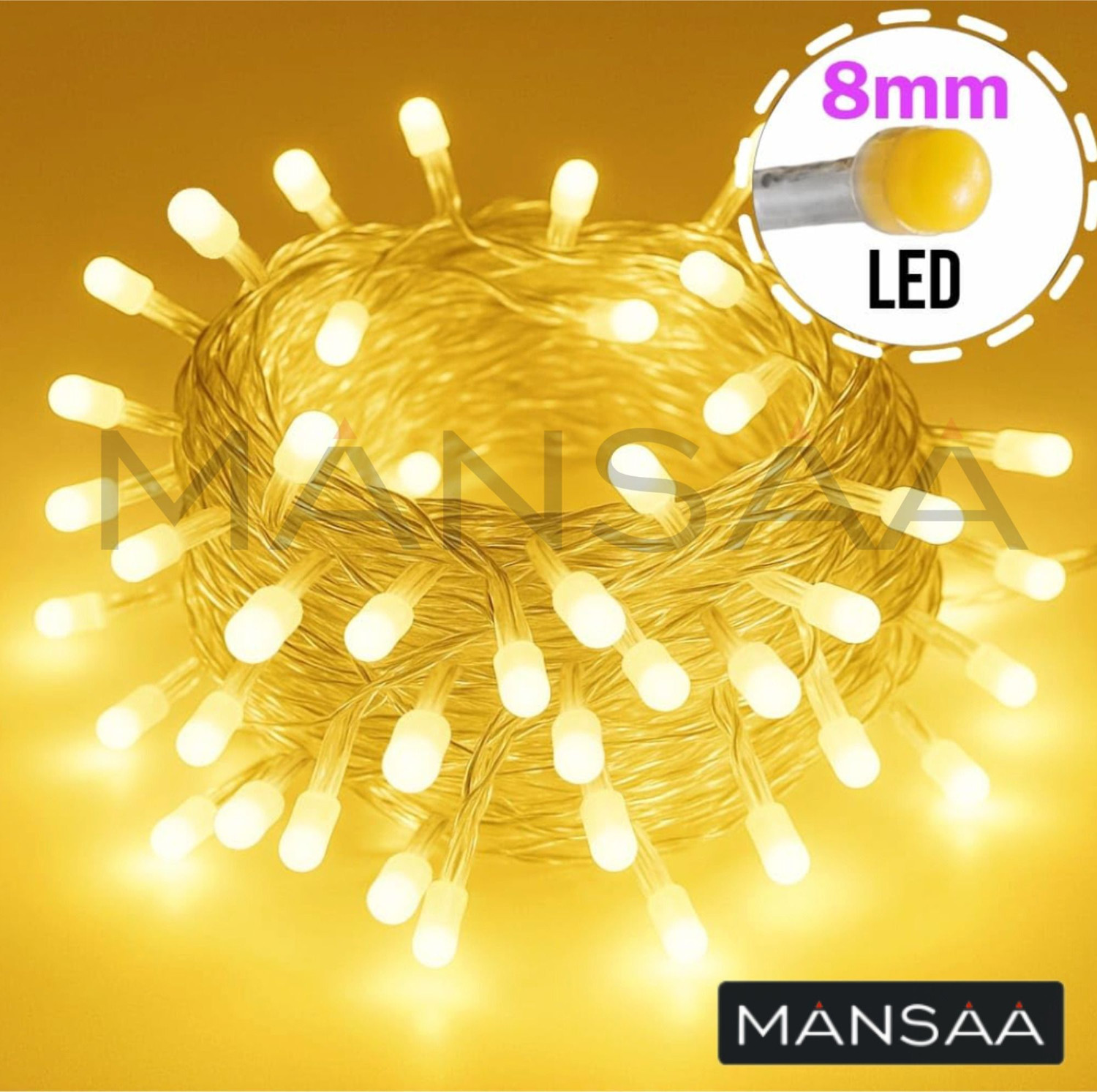 Image of MANSAA 40 LEDs 11 m Yellow Steady String Rice Lights