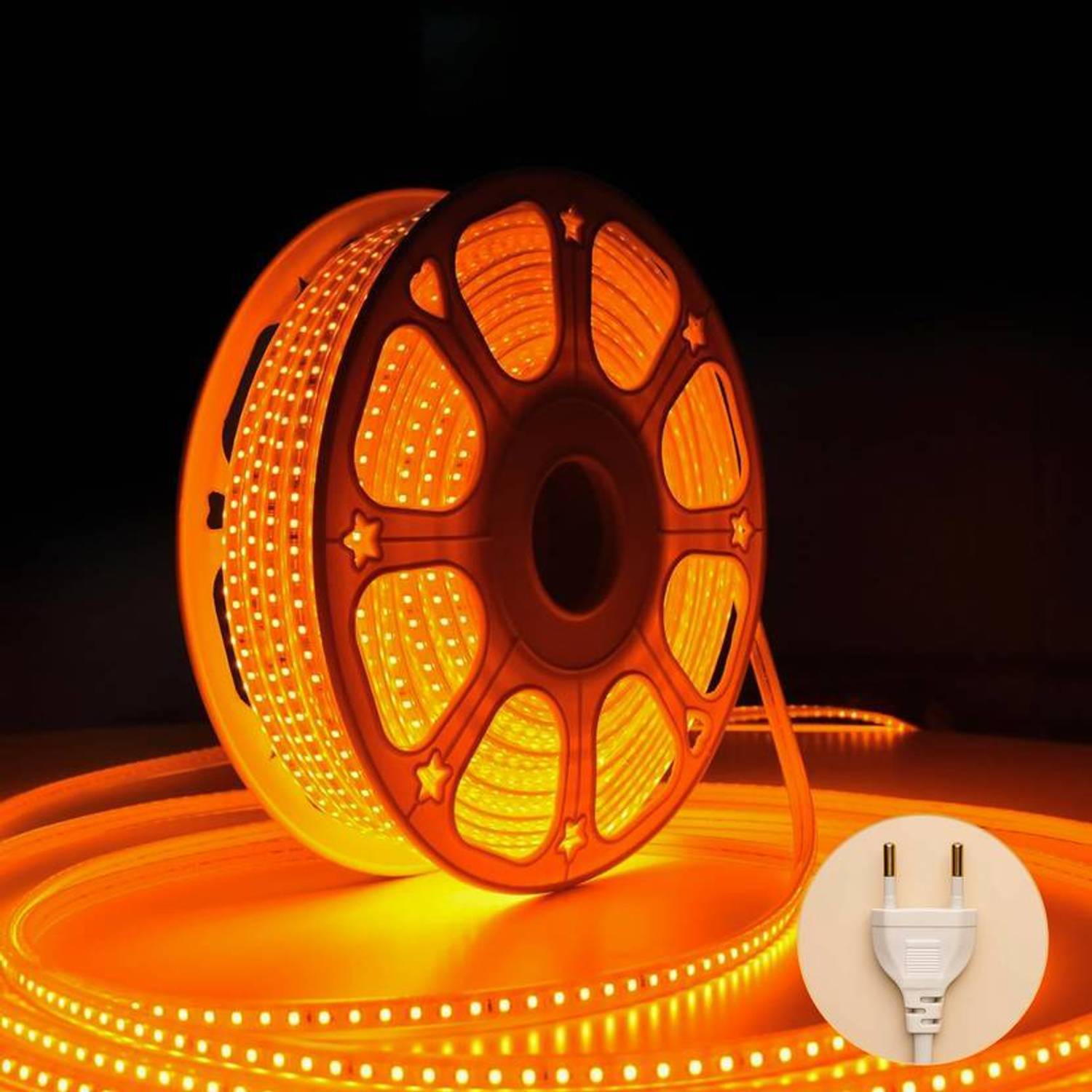 MPROW 600 LEDs 3 m Orange Steady String Rice Lights (Pack of 1)