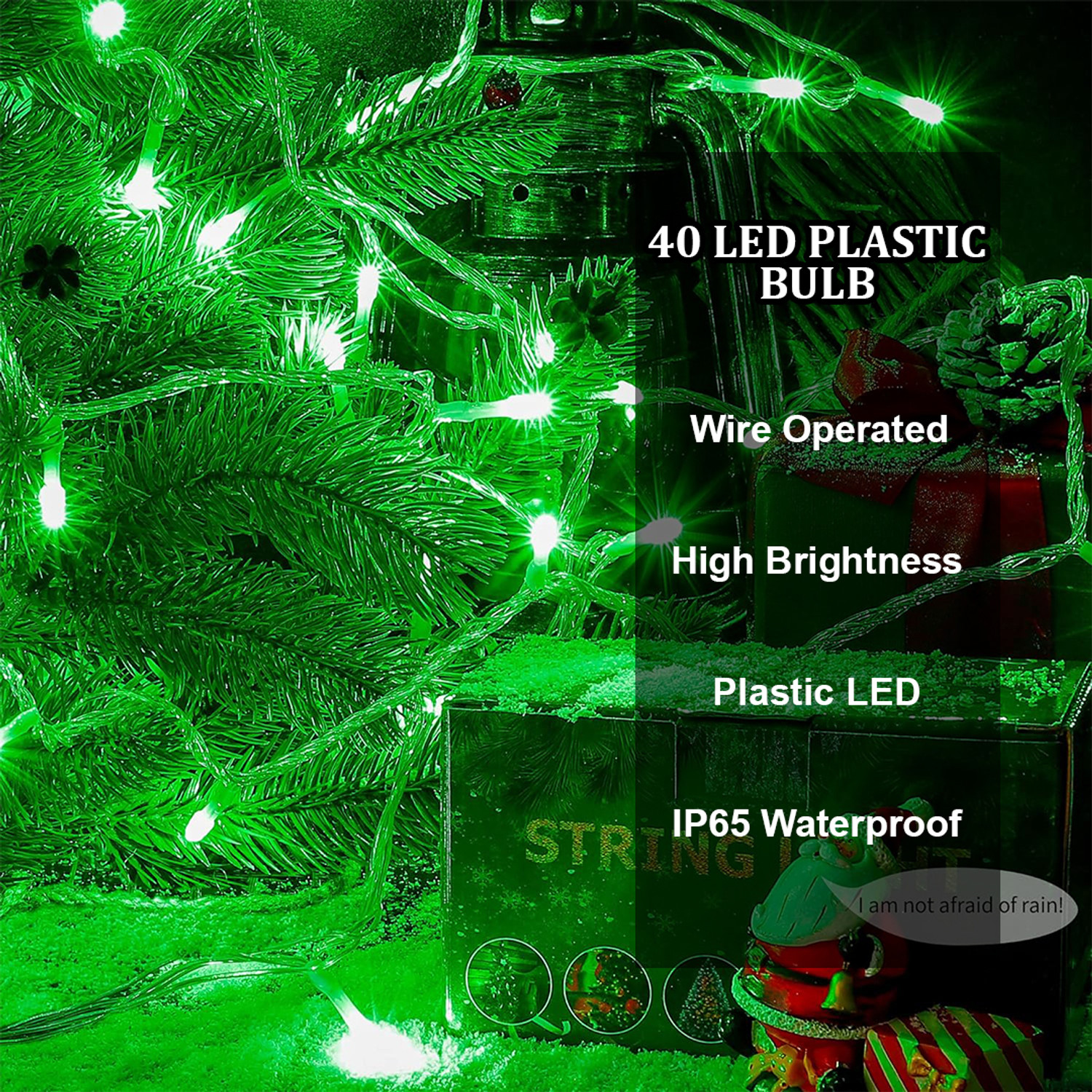 Image of FIZZYTECH 40 LEDs 11 m Green Flickering String Rice Lights