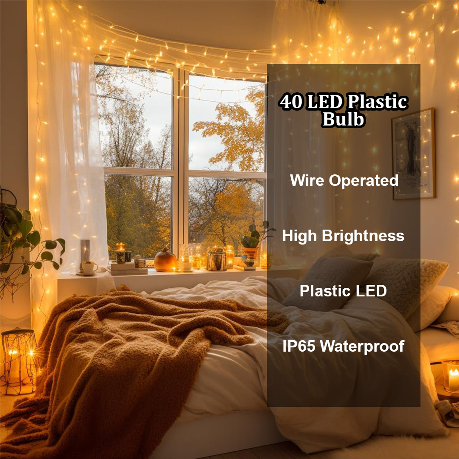Image of FIZZYTECH 40 LEDs 11 m Yellow Flickering String Rice Lights