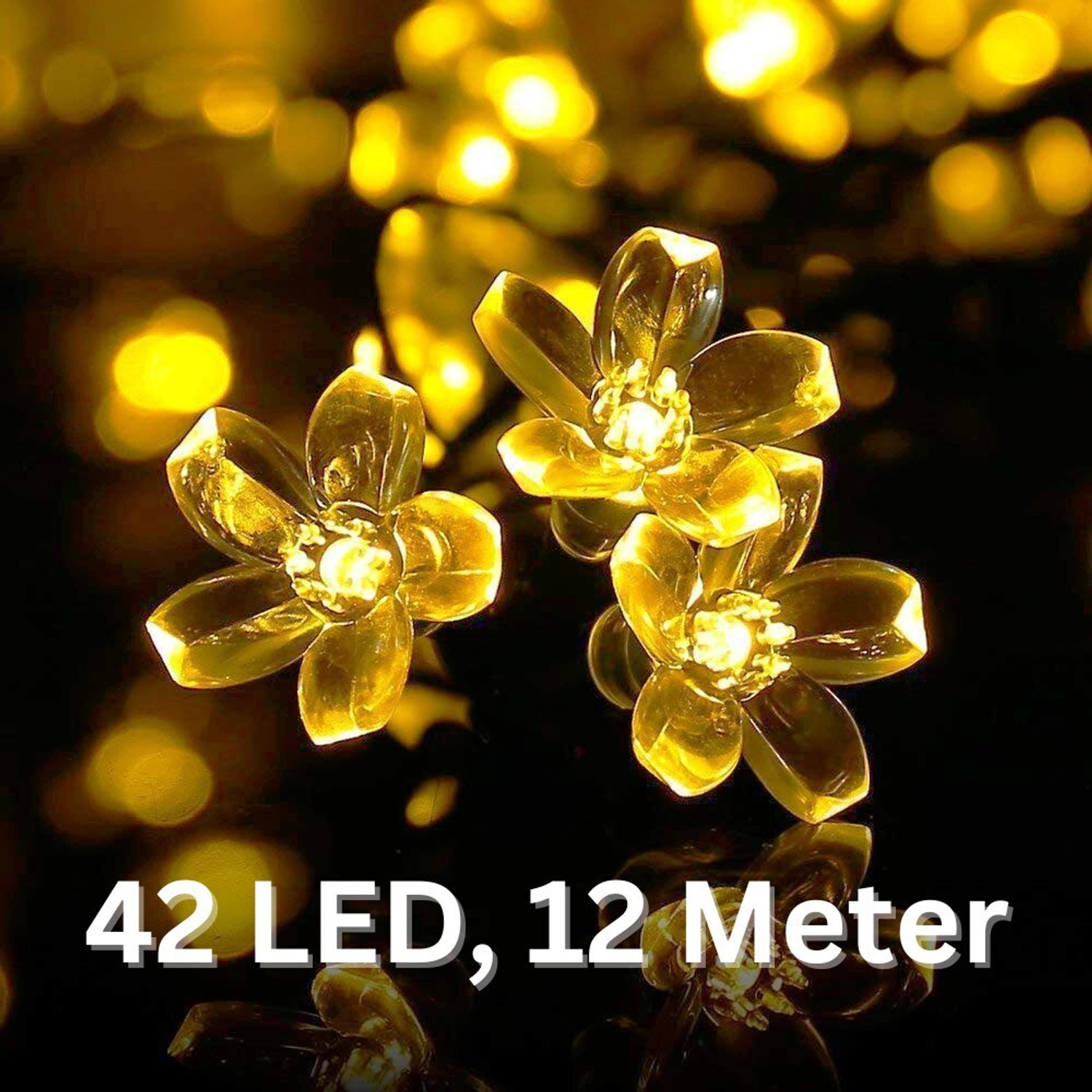 Image of X4Decor 42 LEDs 12 m Yellow Steady Flower Rice Lights
