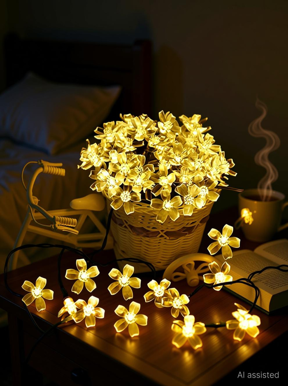 Image of X4Decor 42 LEDs 12 m Yellow Steady Flower Rice Lights
