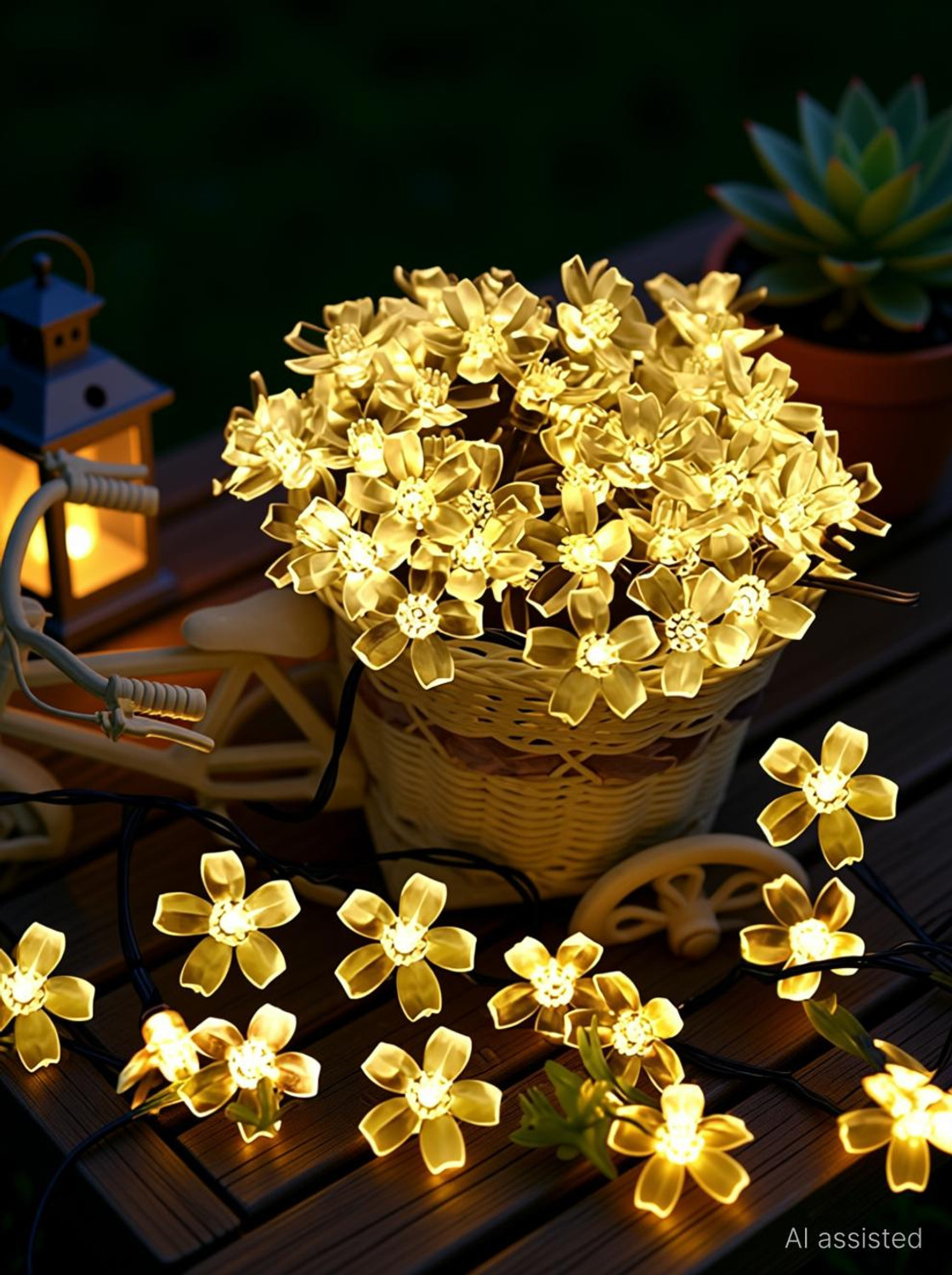 Image of X4Decor 42 LEDs 12 m Yellow Steady Flower Rice Lights
