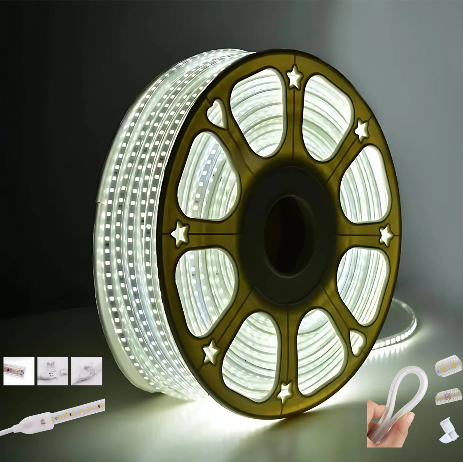 33 Foot 10M Rope Light Waterproof High Brightness For Indoor/Outdoor Use 1200 LEDs 10 m White Steady Strip Rice Lights