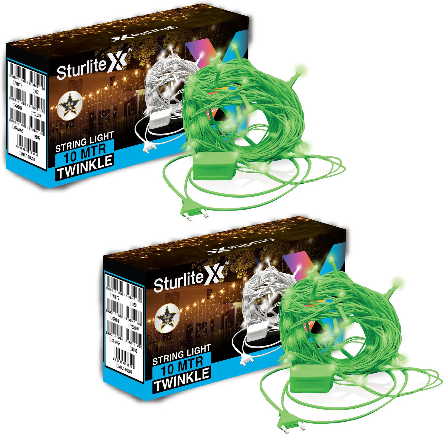 Image of Sturlite 46 LEDs 10 m Green Flickering, Steady Bulb Rice Lights