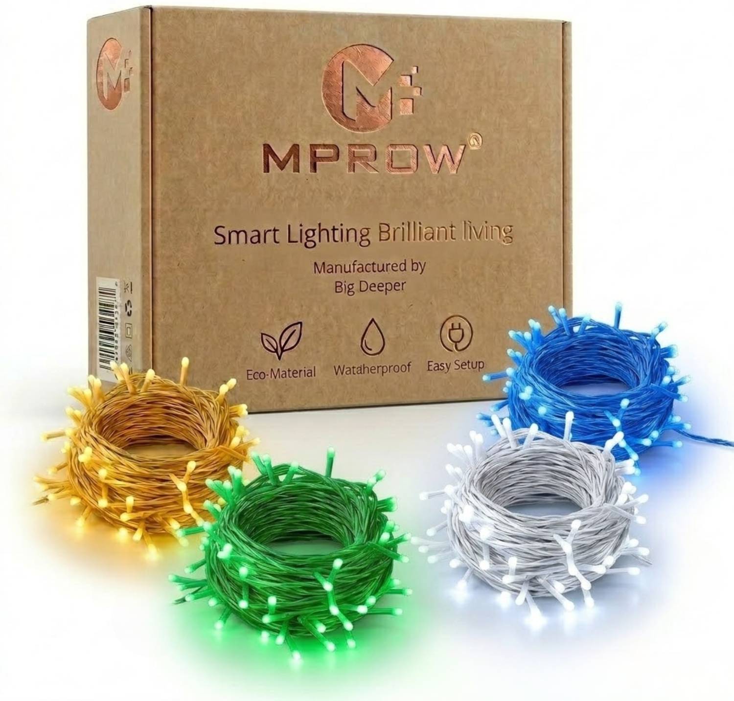 MPROW 40 LEDs 11 m Yellow, White, Green, Blue Steady String Rice
