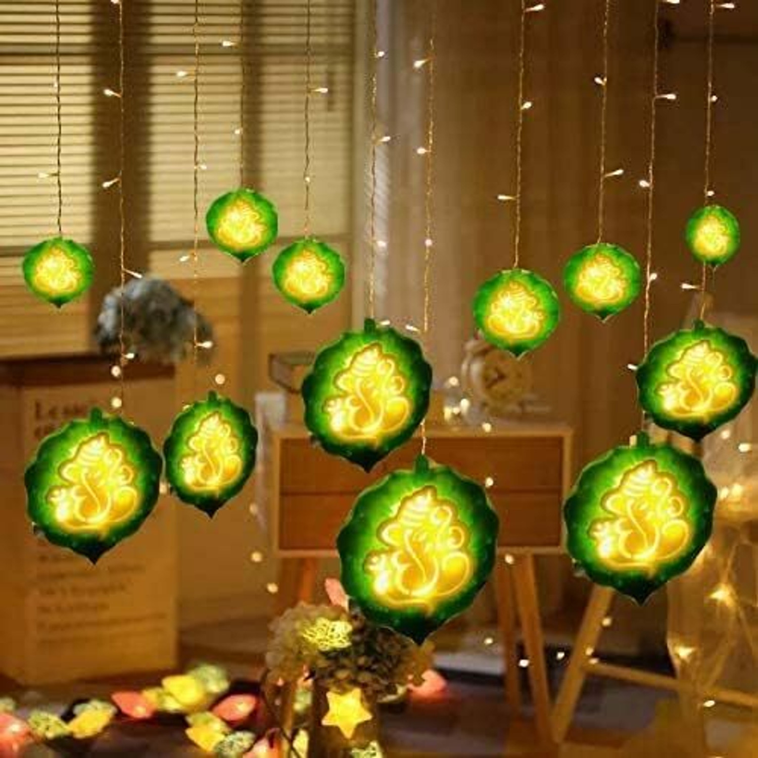 Image of FIZZYTECH 118 LEDs 3.5 m Yellow Flickering Leaf Rice Lights