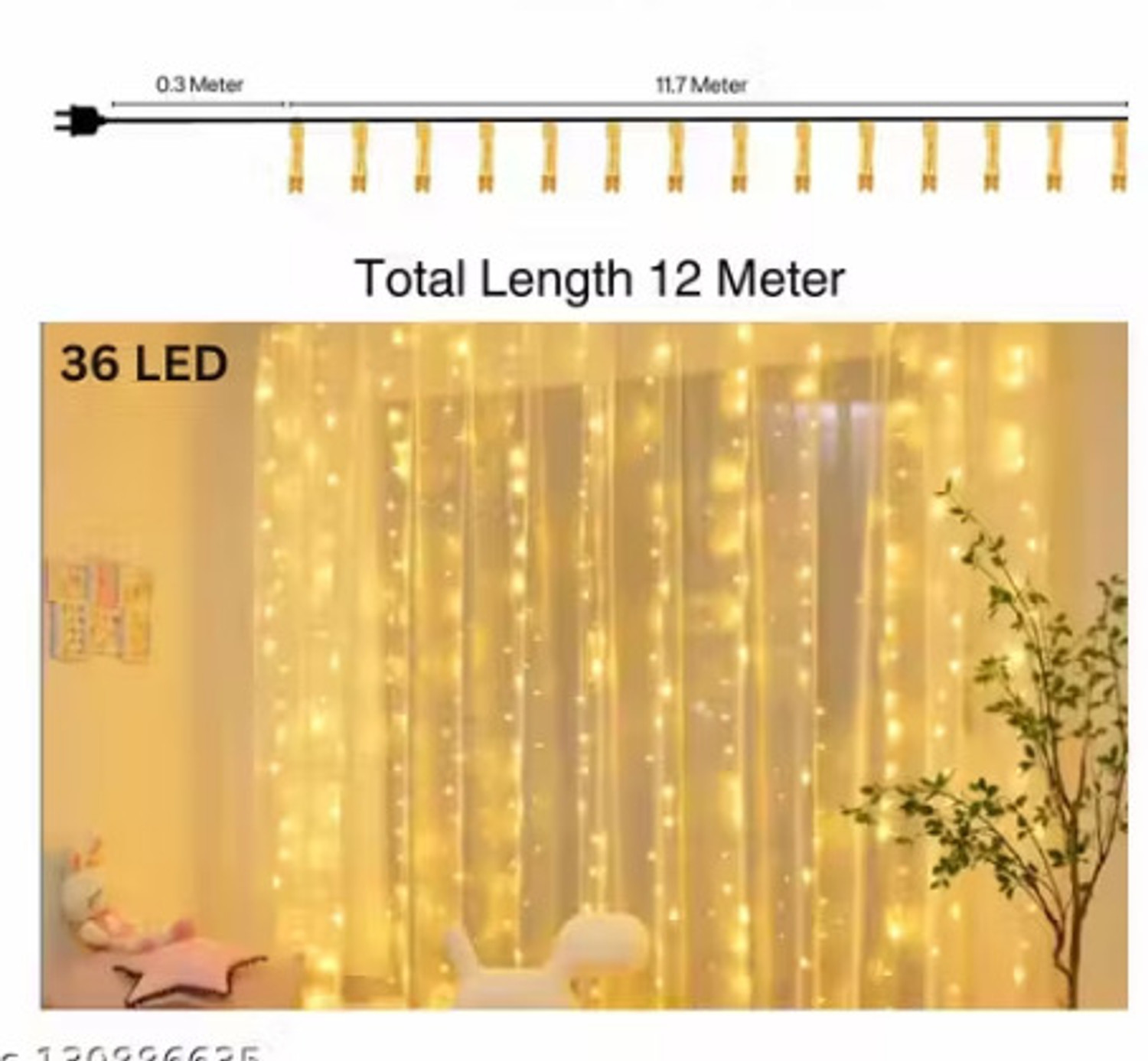 Image of The CharmingFinds Hub 40 LEDs 12 m White Steady String Rice Lights (Pack of 1)