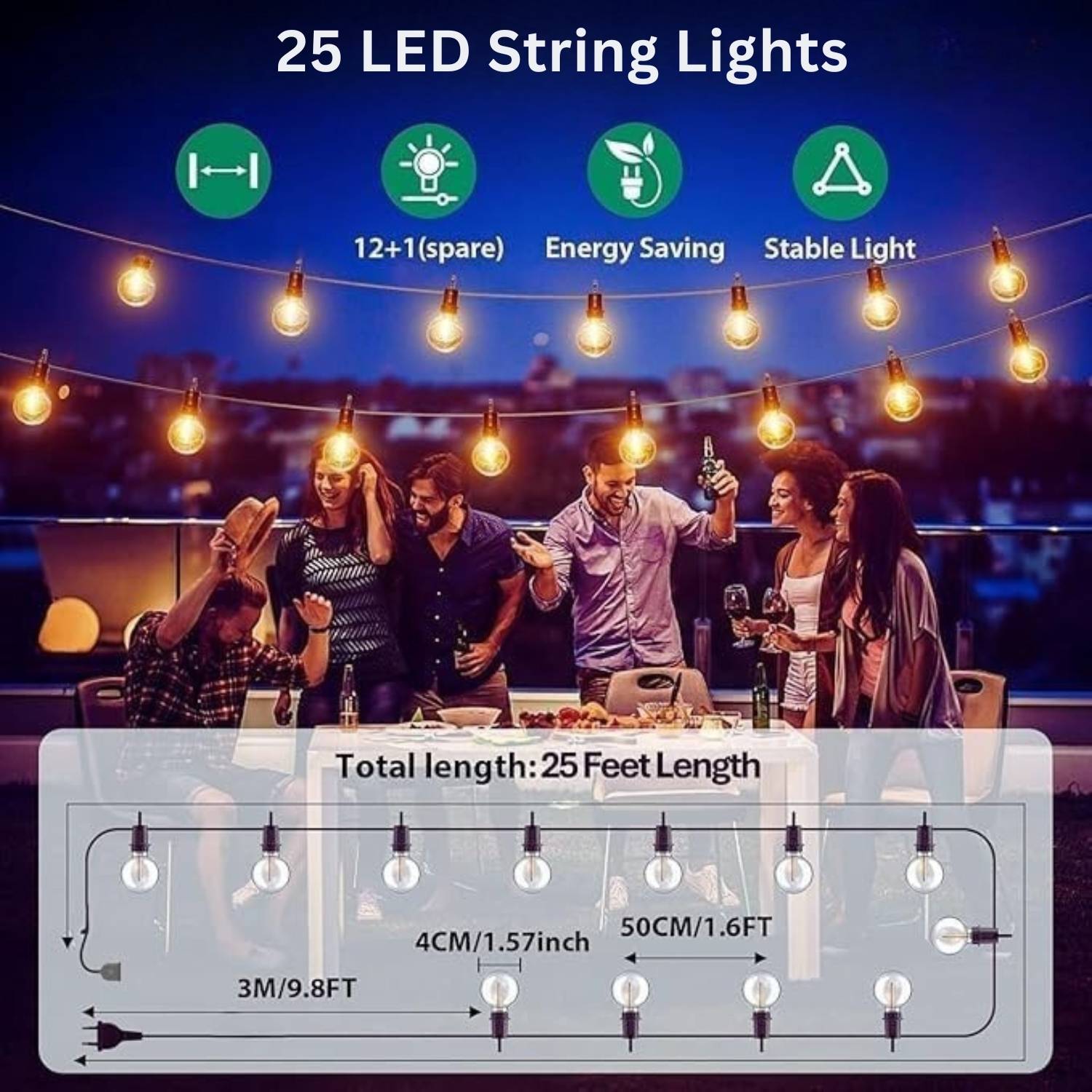 One94Store 25 LED Yellow Rice Lights 8m Pack of 1 - Image 3