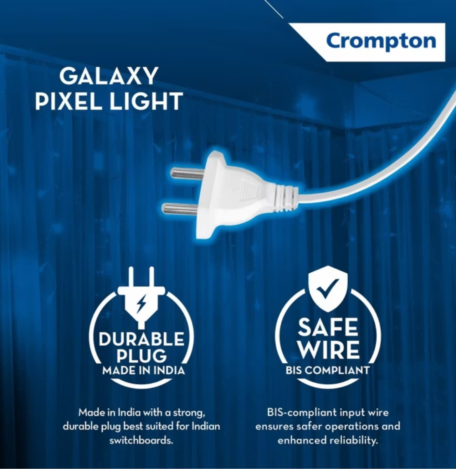 Image of Crompton 48 LEDs 10 m Multicolor Steady Bulb Rice Lights (Pack of 1)