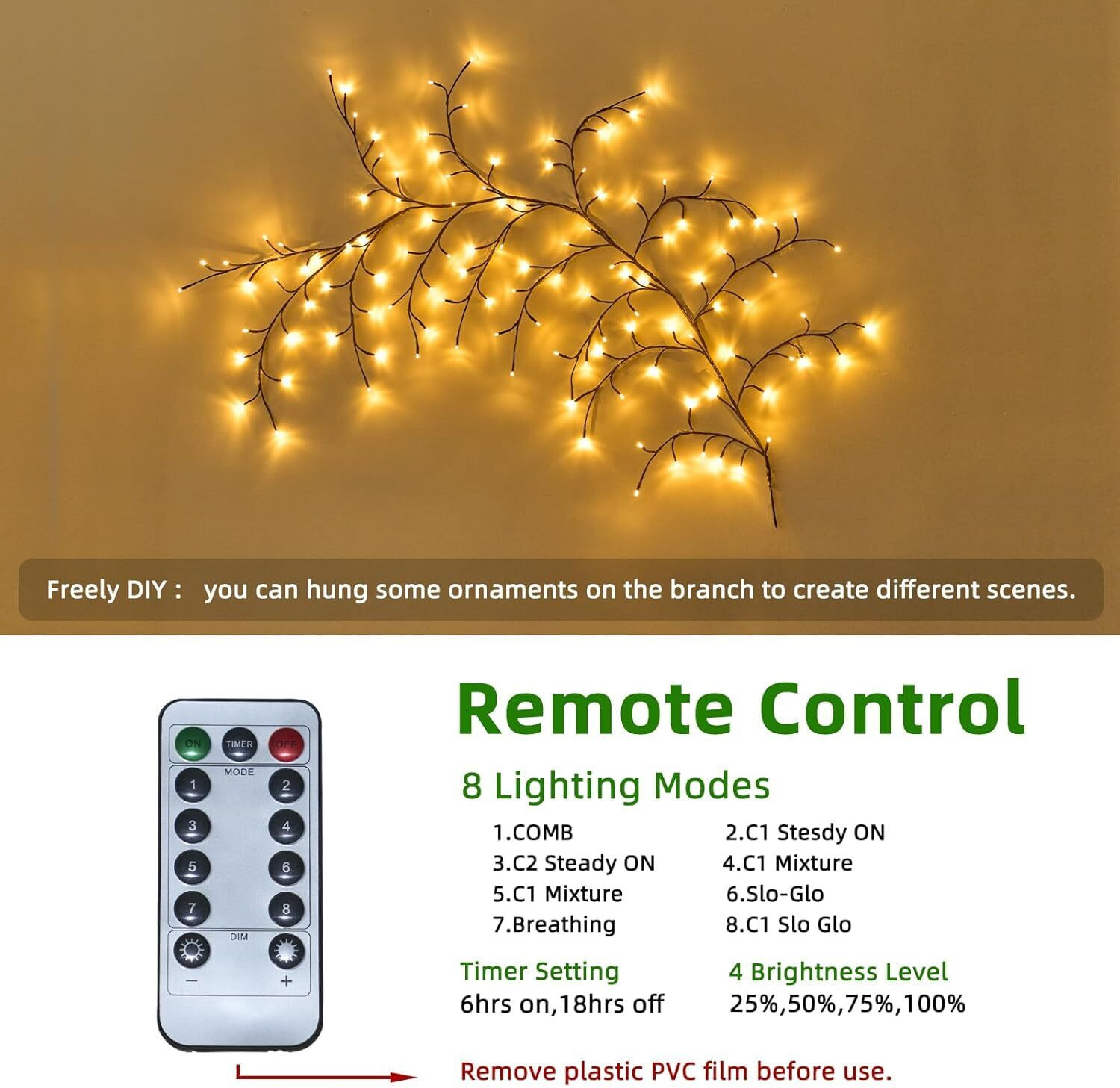 Image of FIPPYO 72 LEDs 5 m Multicolor Steady Flower Rice Lights