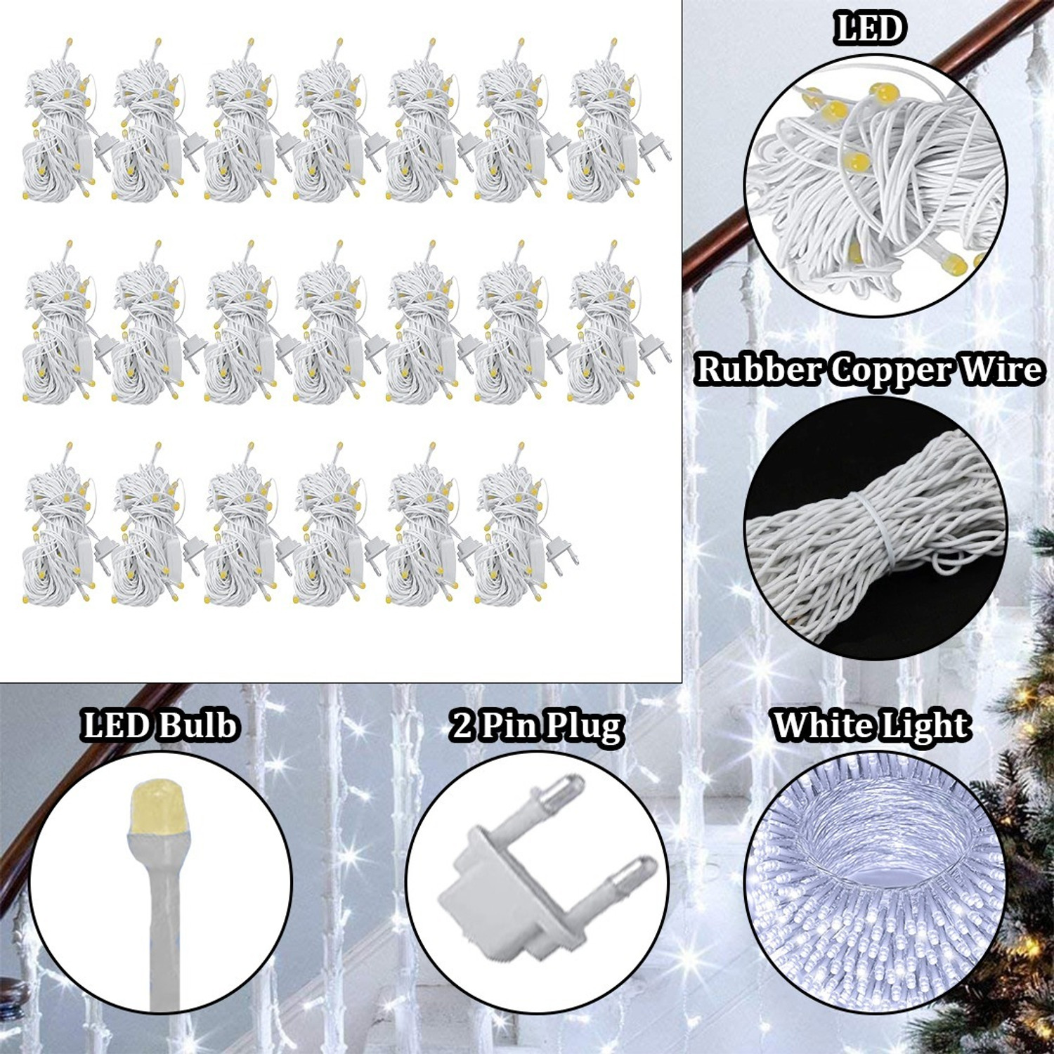 Image of FIZZYTECH 40 LEDs 11 m White Flickering String Rice Lights
