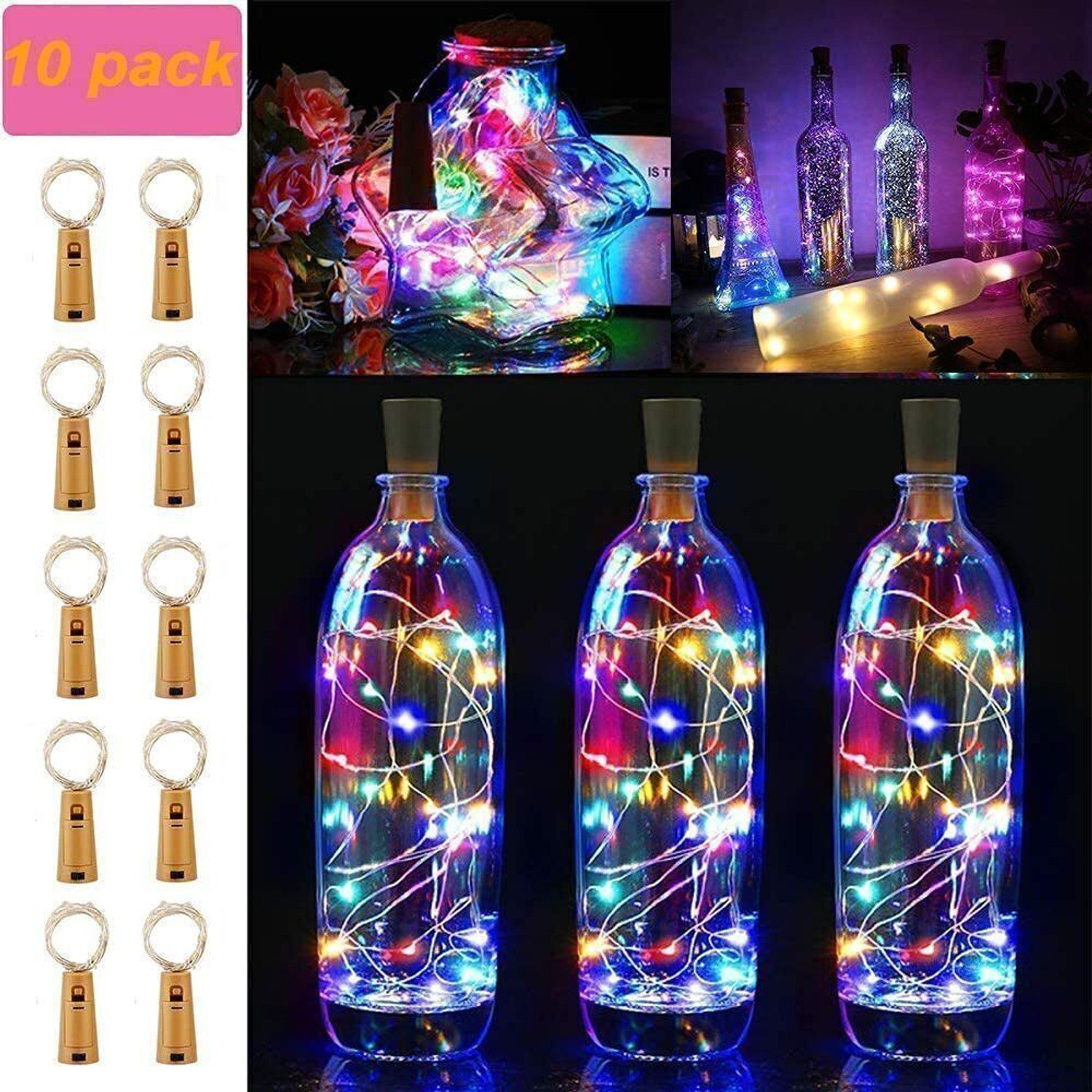 Image of sidhguru 20 LEDs 2 m Multicolor Flickering String Rice Lights