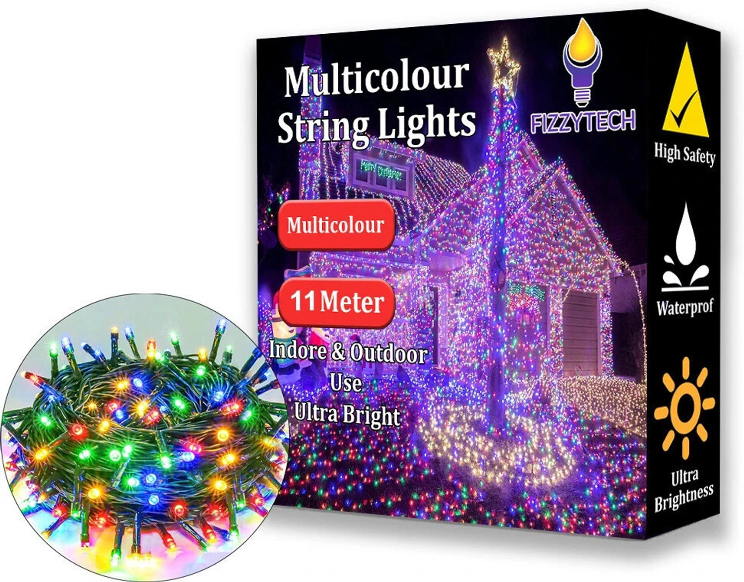 Image of FIZZYTECH 40 LEDs 11 m Multicolor Color Changing String Rice Lights