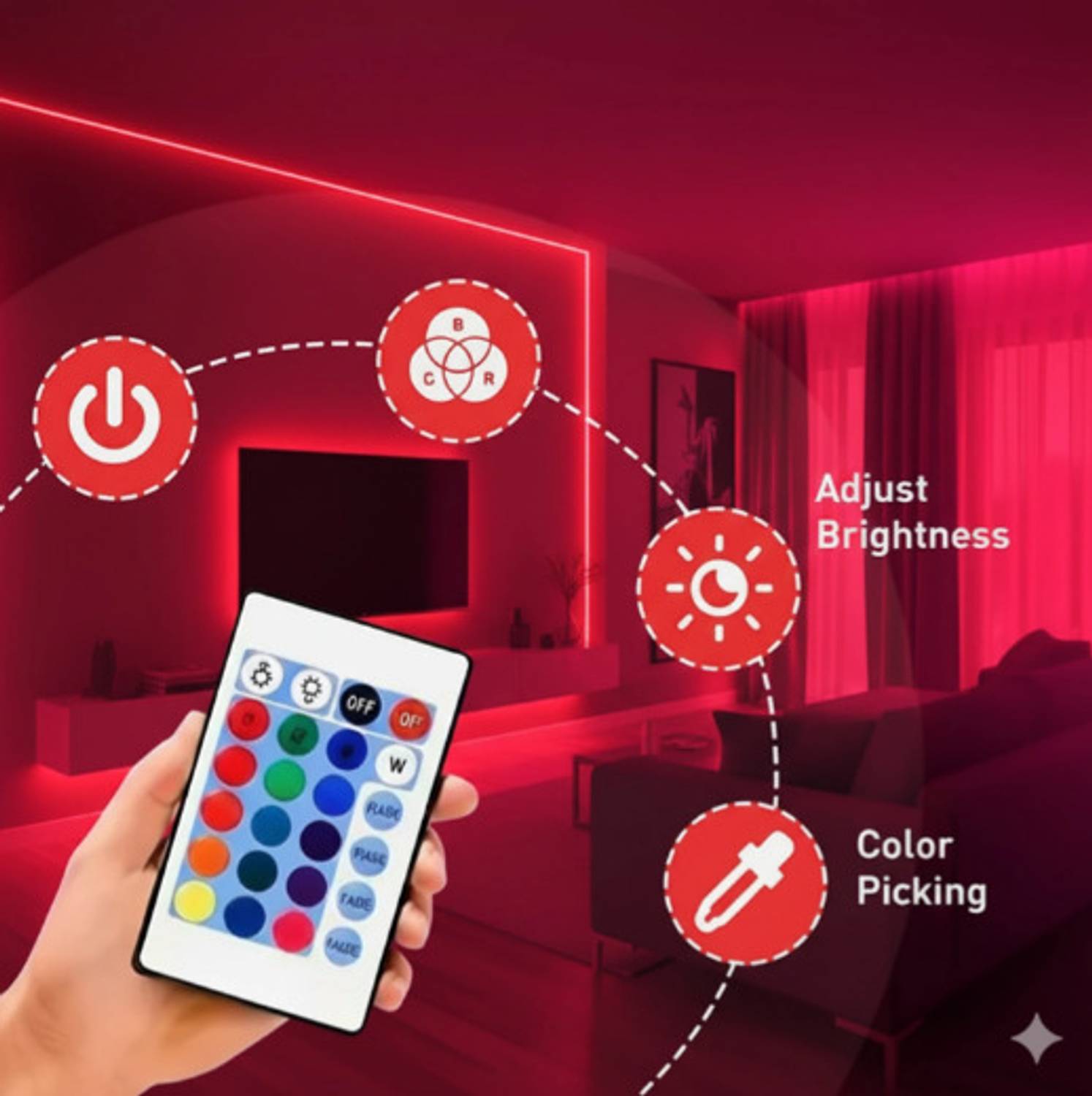 Aurix 360 LEDs 3m Multicolor Flickering Strip Lights - Image 3