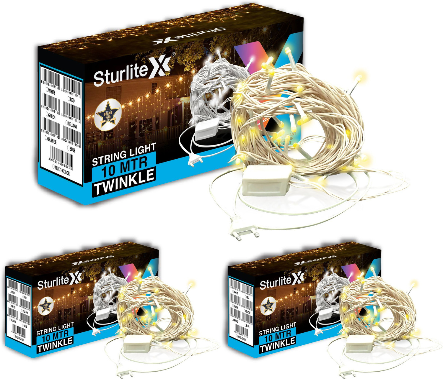 Image of Sturlite 46 LEDs 10 m Yellow Flickering, Steady Bulb Rice Lights