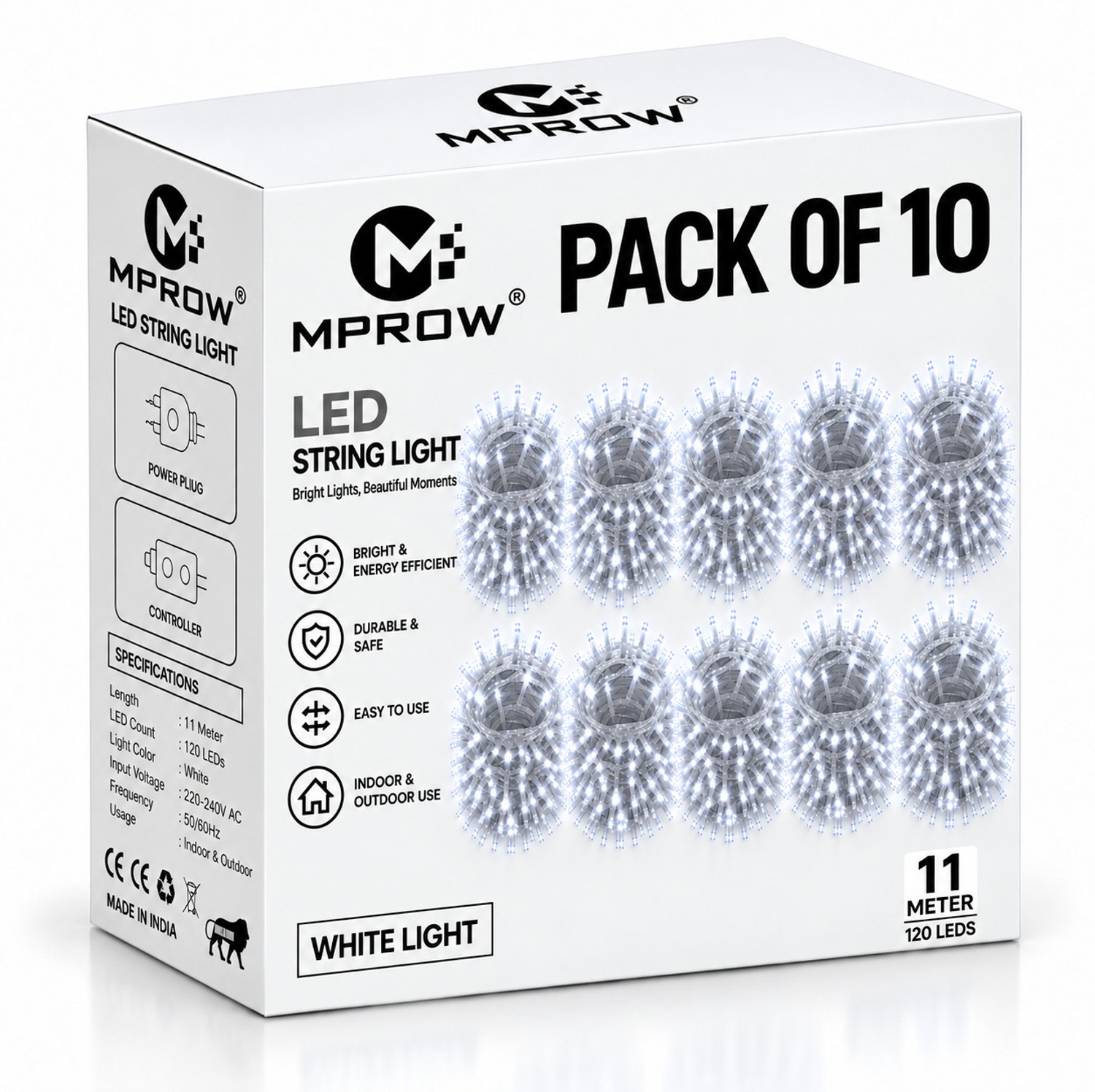 Image of MPROW 40 LEDs 11 m White Steady String Rice Lights