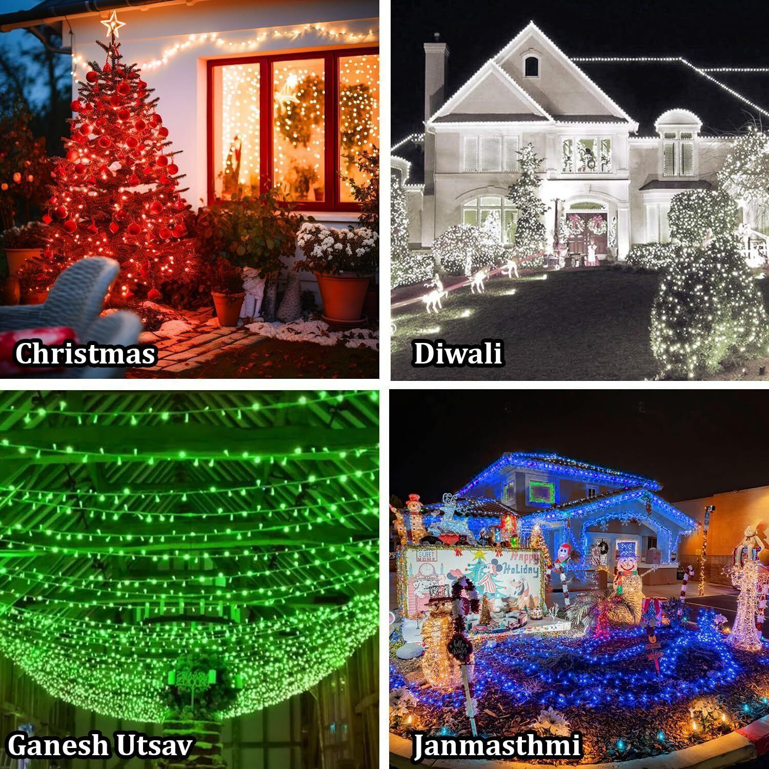 Image of FIZZYTECH 60 LEDs 20 m Multicolor Steady String Rice Lights