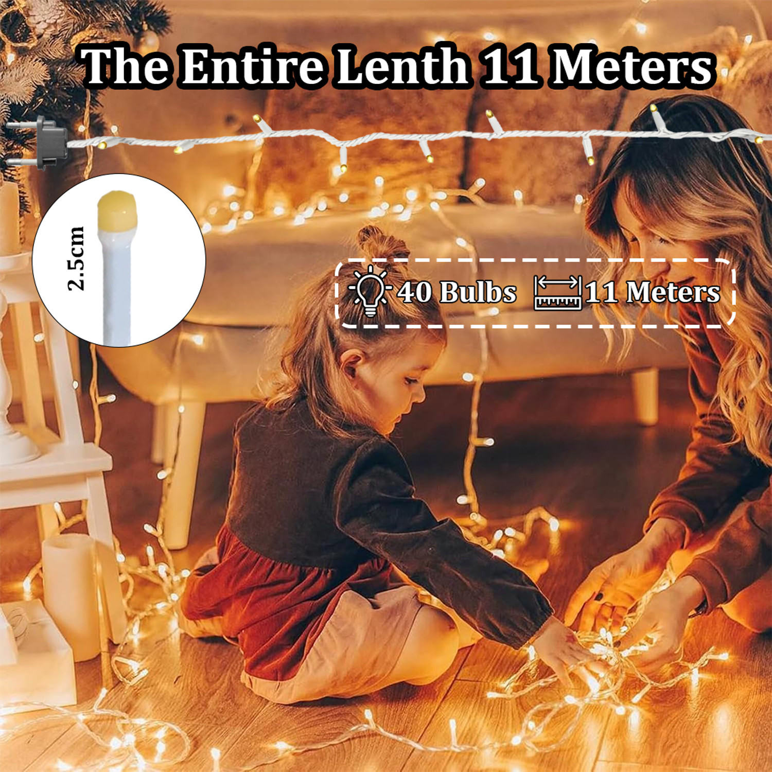 Image of FIZZYTECH 40 LEDs 11 m Yellow Flickering String Rice Lights