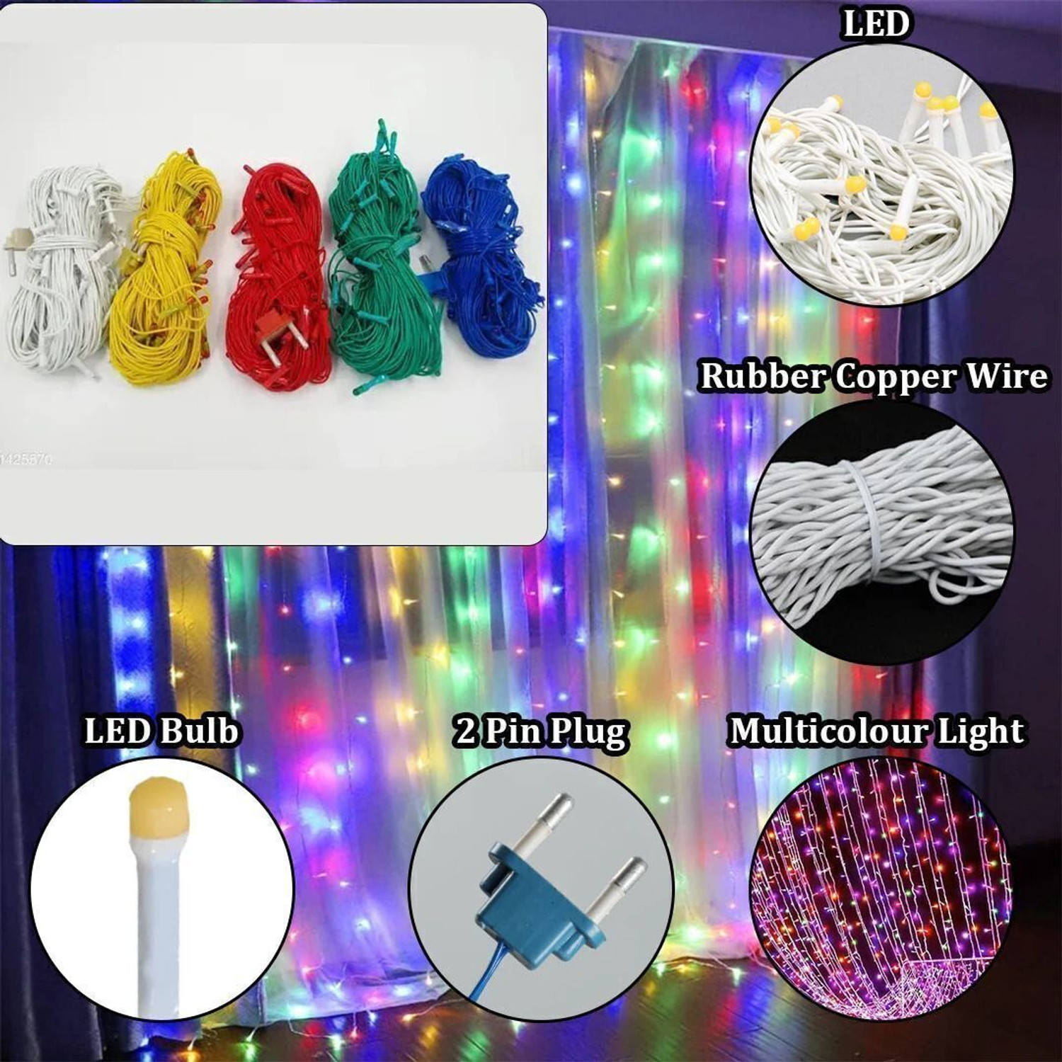 Image of FIZZYTECH 40 LEDs 11 m Multicolor Steady String Rice Lights