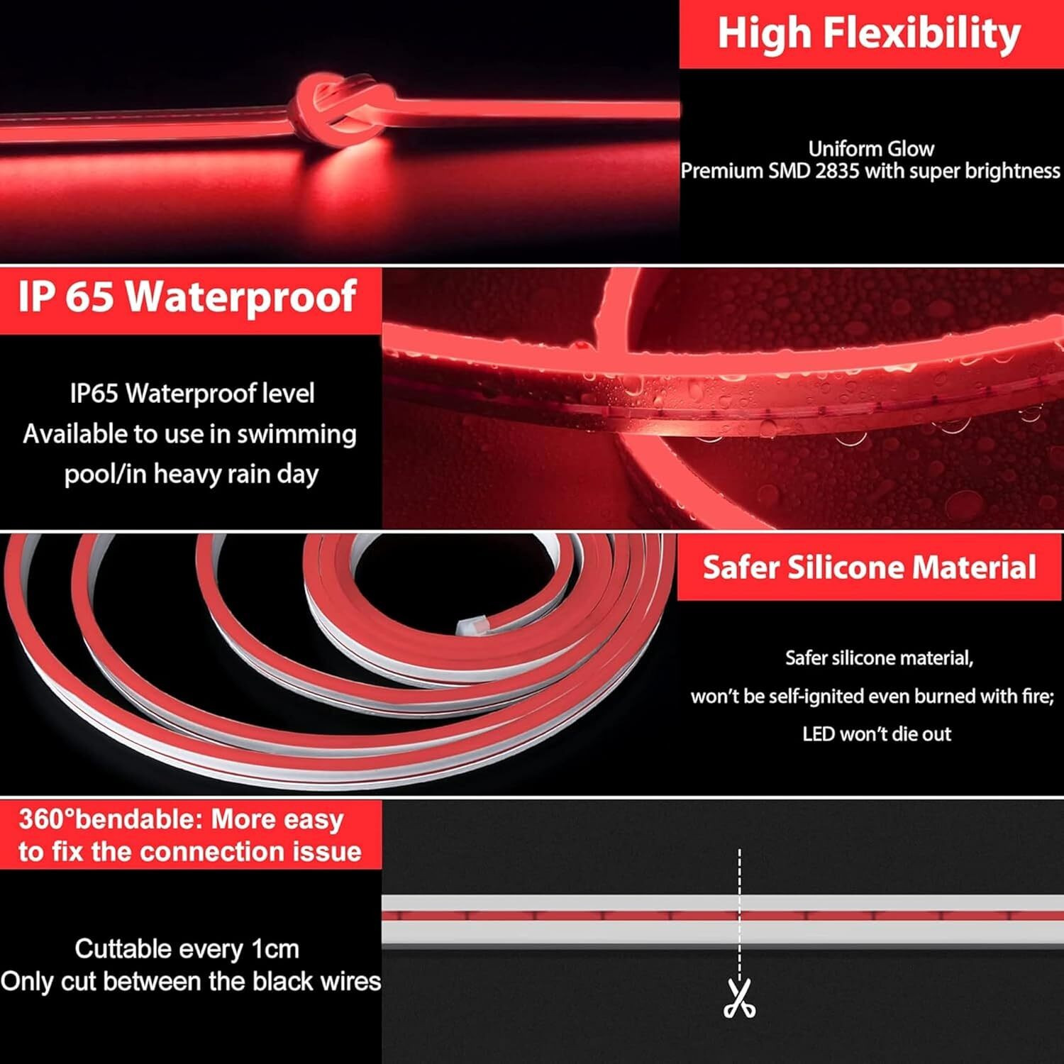 Image of KAVORA 600 LEDs 5 m Red Steady Strip Rice Lights