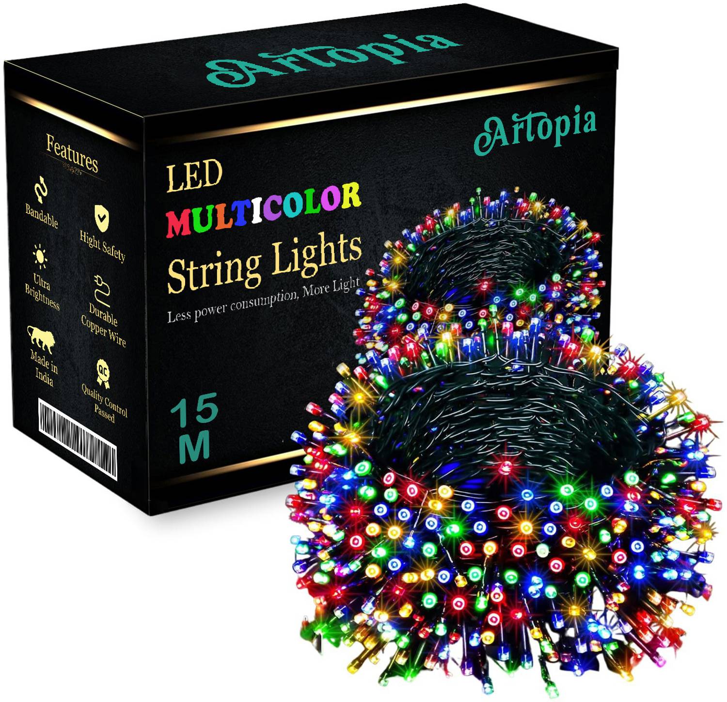 Artopia 38 LEDs 15 m Multicolor Flickering Disco Rice Lights