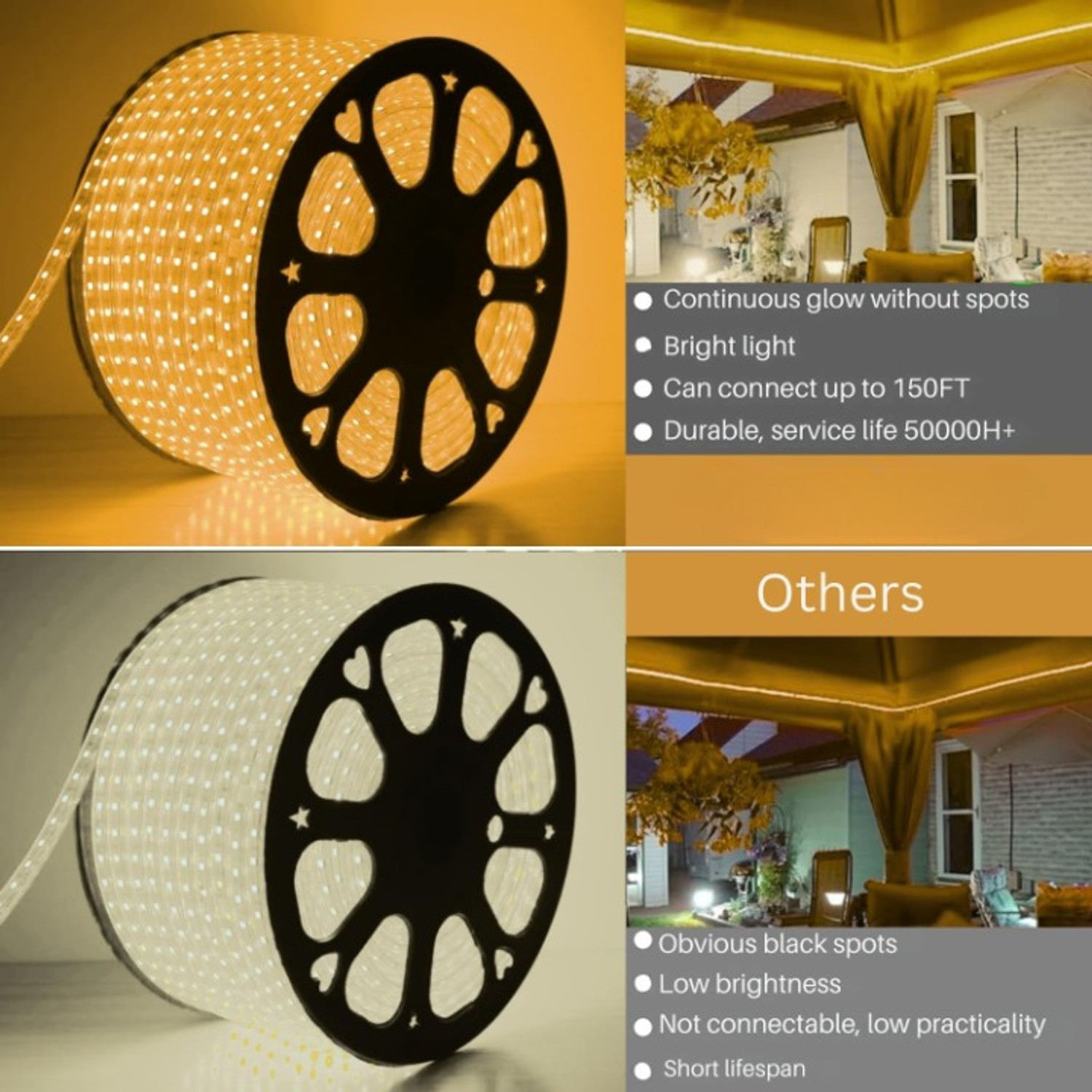 Image of Errol 960 LEDs 8 m Yellow Steady Strip Rice Lights