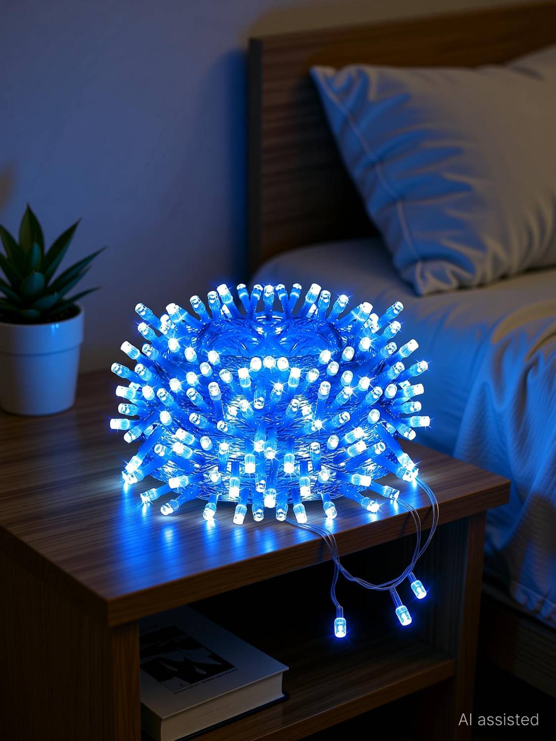 Biway 64 LEDs 20 m Blue Steady Ball Rice Lights