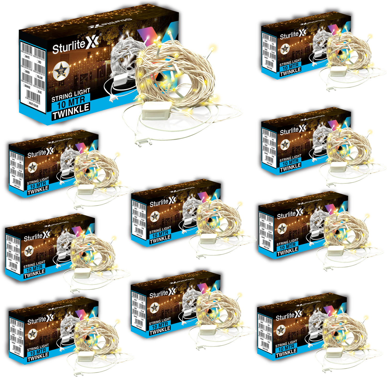 Image of Sturlite 46 LEDs 10 m Yellow Flickering, Steady Bulb Rice Lights