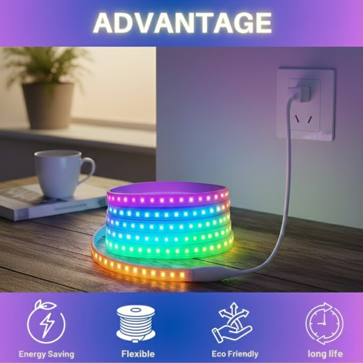 Image of Errol 240 LEDs 2 m Multicolor Steady Strip Rice Lights