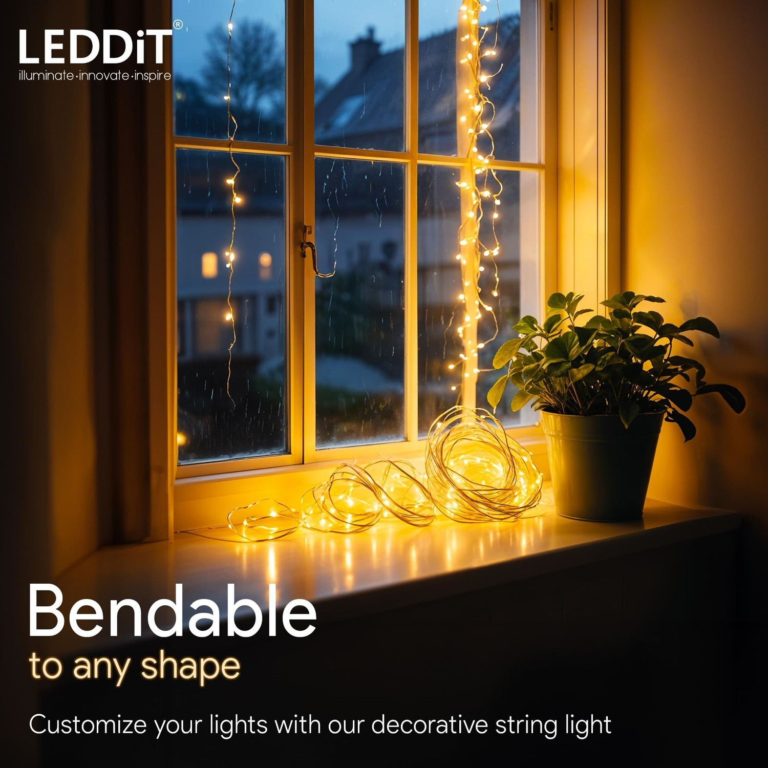 Image of LEDDIT 40 LEDs 10 m Yellow Steady String Rice Lights