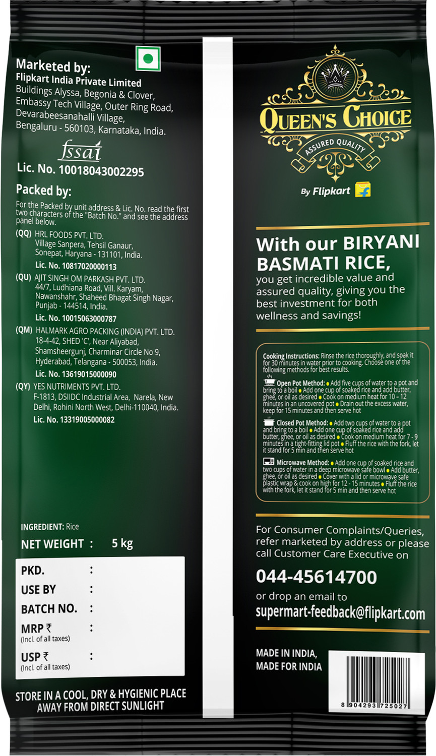 Image of Queen's Choice Biryani Basmati Rice by Flipkart Grocery