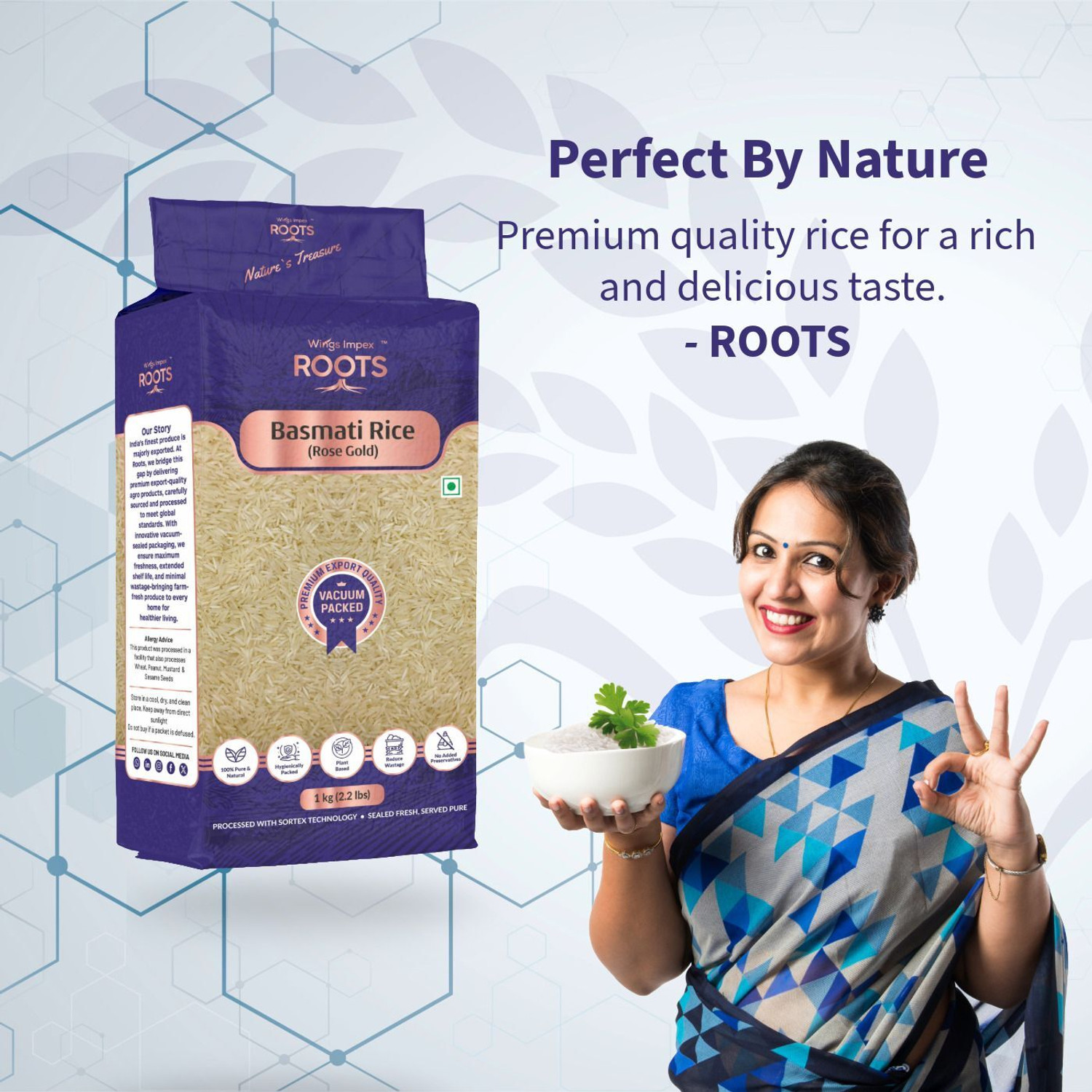 Image of wings impex roots Roots Basmati Rice Rose Gold Basmati Rice (Long Grain)