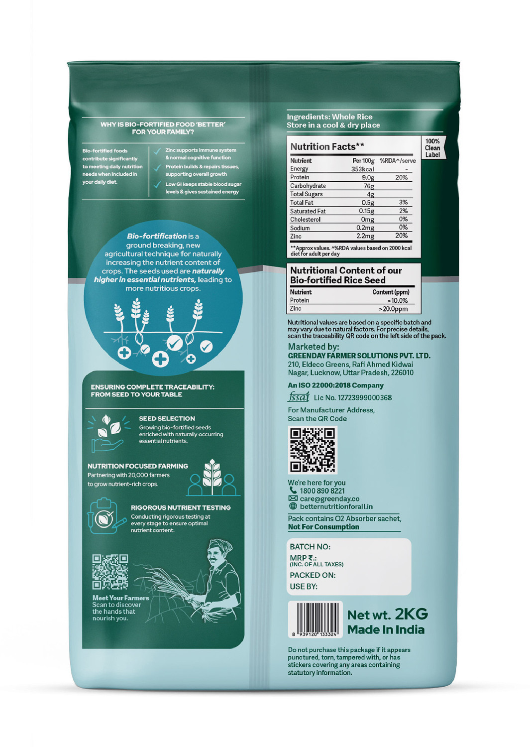 Image of Better Nutrition Biofortified Rice: Rich in Iron, Zinc & Protein | 100% Natural | 2+2 kg Everyday Rice (Medium Grain, Unpolished)