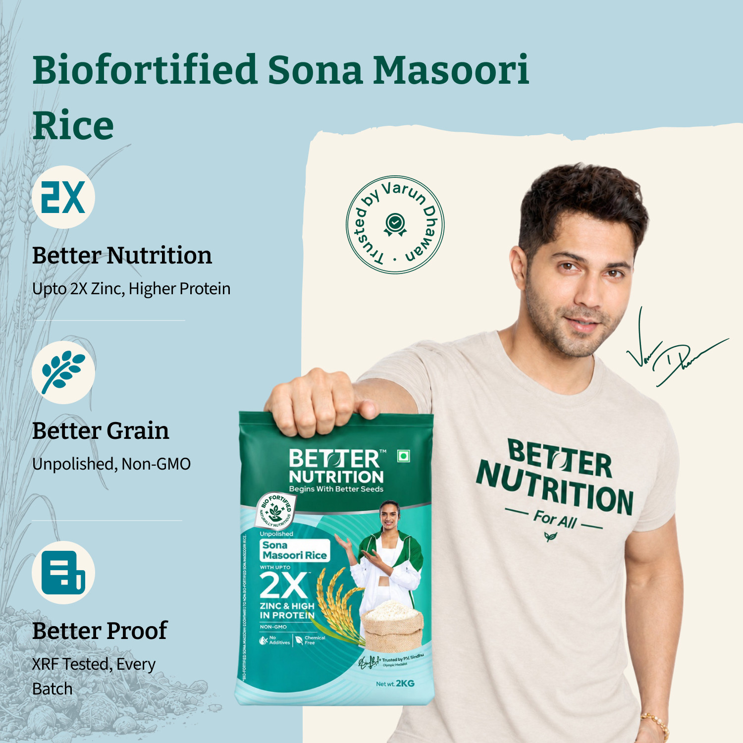 Image of Better Nutrition Biofortified Soona Masoori Rice 2kg Sona Masoori Rice (Small Grain, Unpolished)
