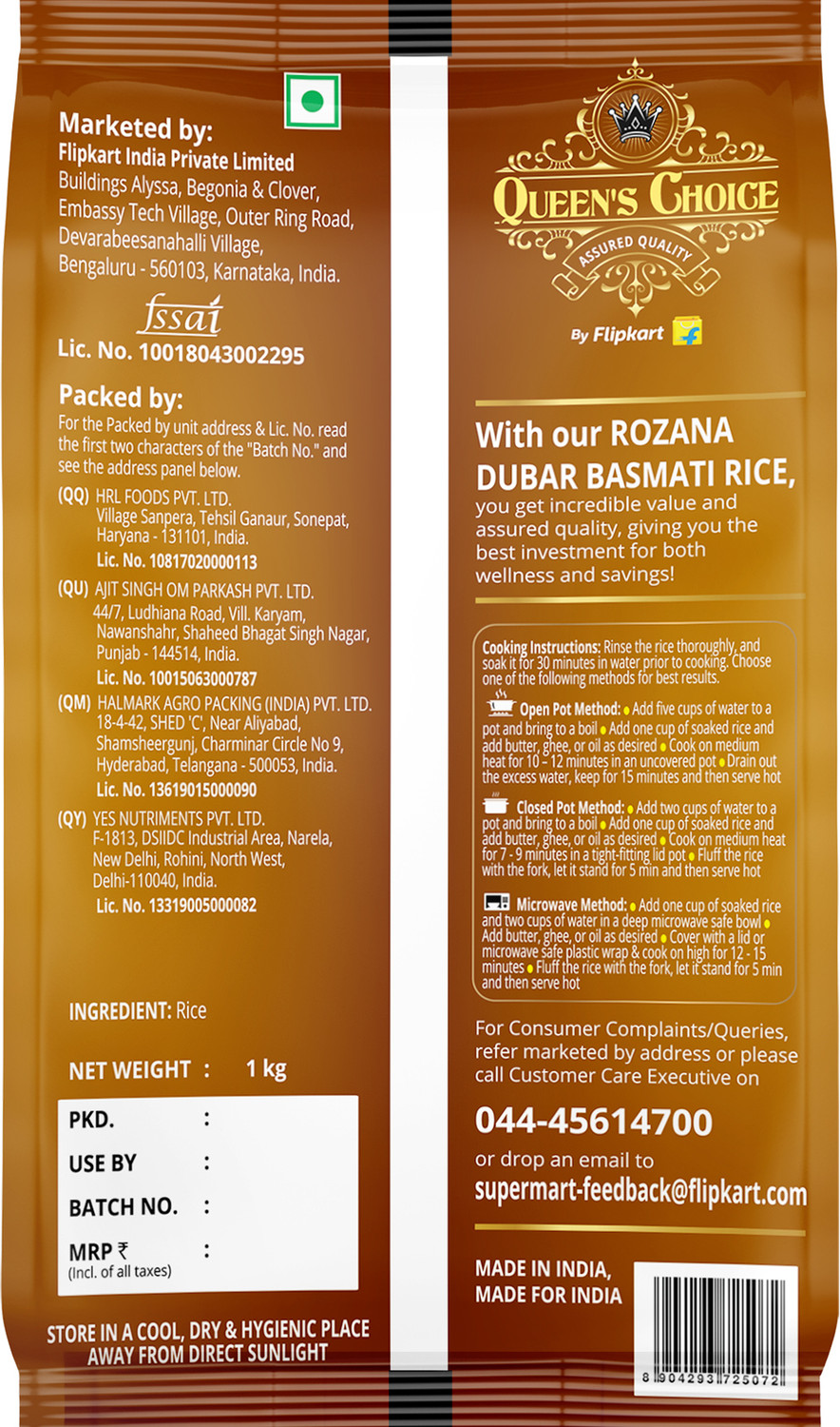 Image of Queen's Choice ROZANA DUBAR BROKEN Basmati Rice by Flipkart Grocery