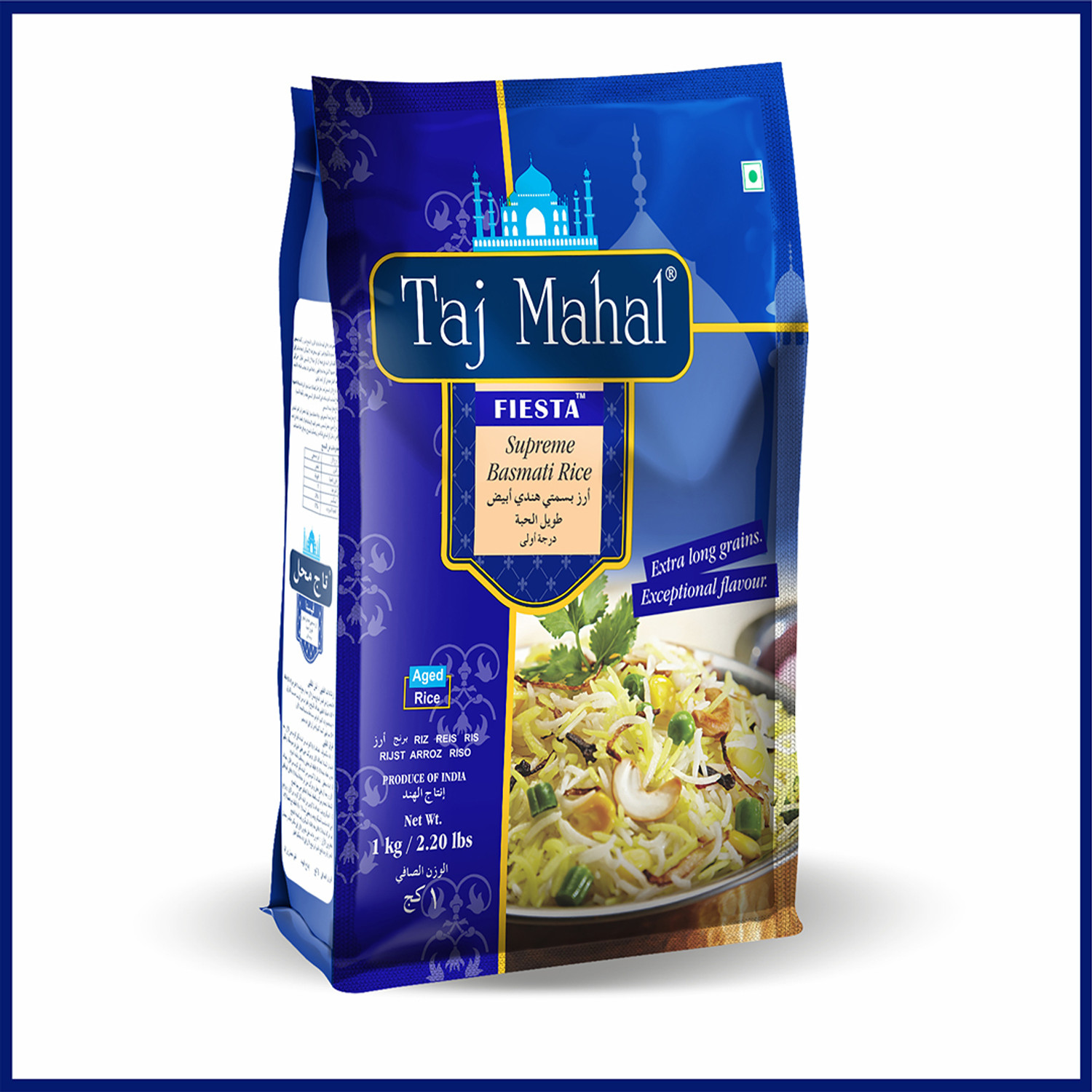 Image of Taj Mahal Fiesta Blue 1kg Basmati Rice (Long Grain, Steam)