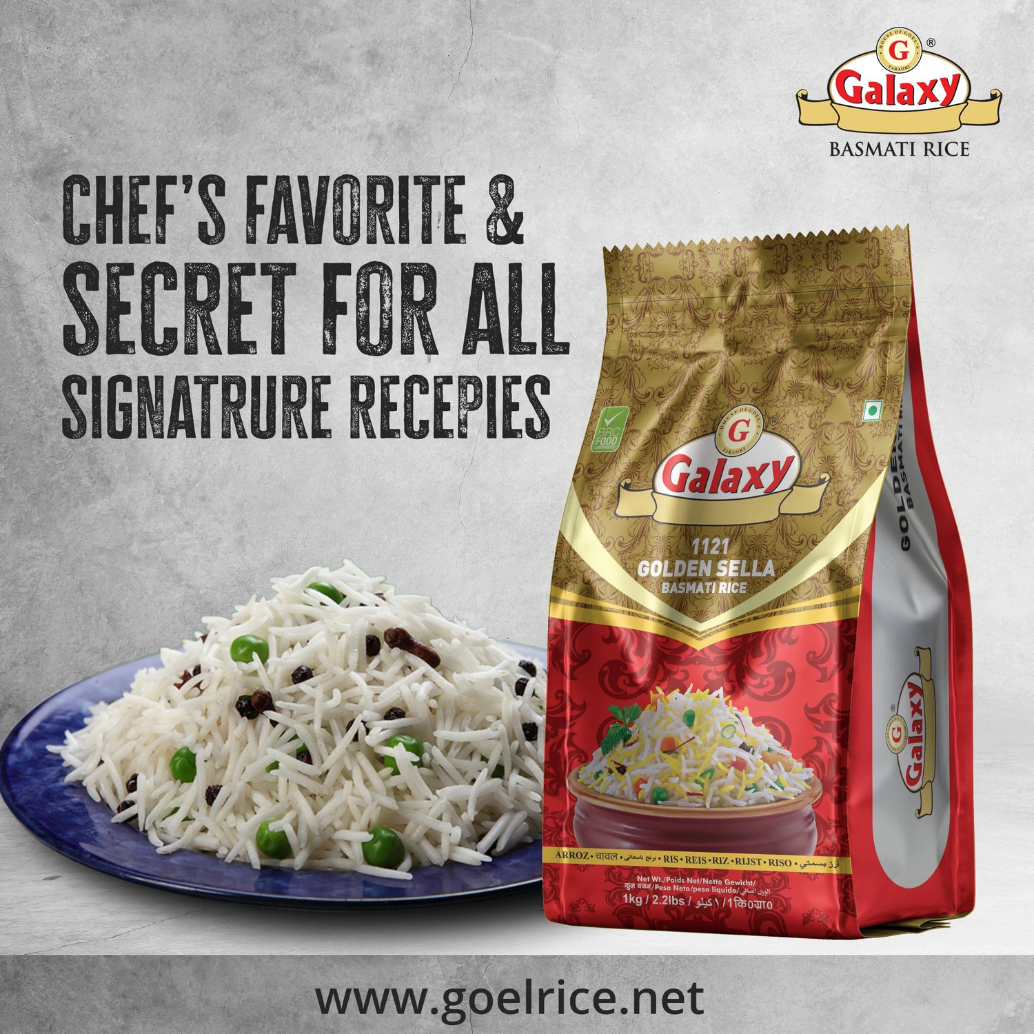 Image of GALAXY 1121 Golden Sella Aromatic Authentic Aged Biryani Rice 1 KG Pack of 2 Basmati Rice (Long Grain)