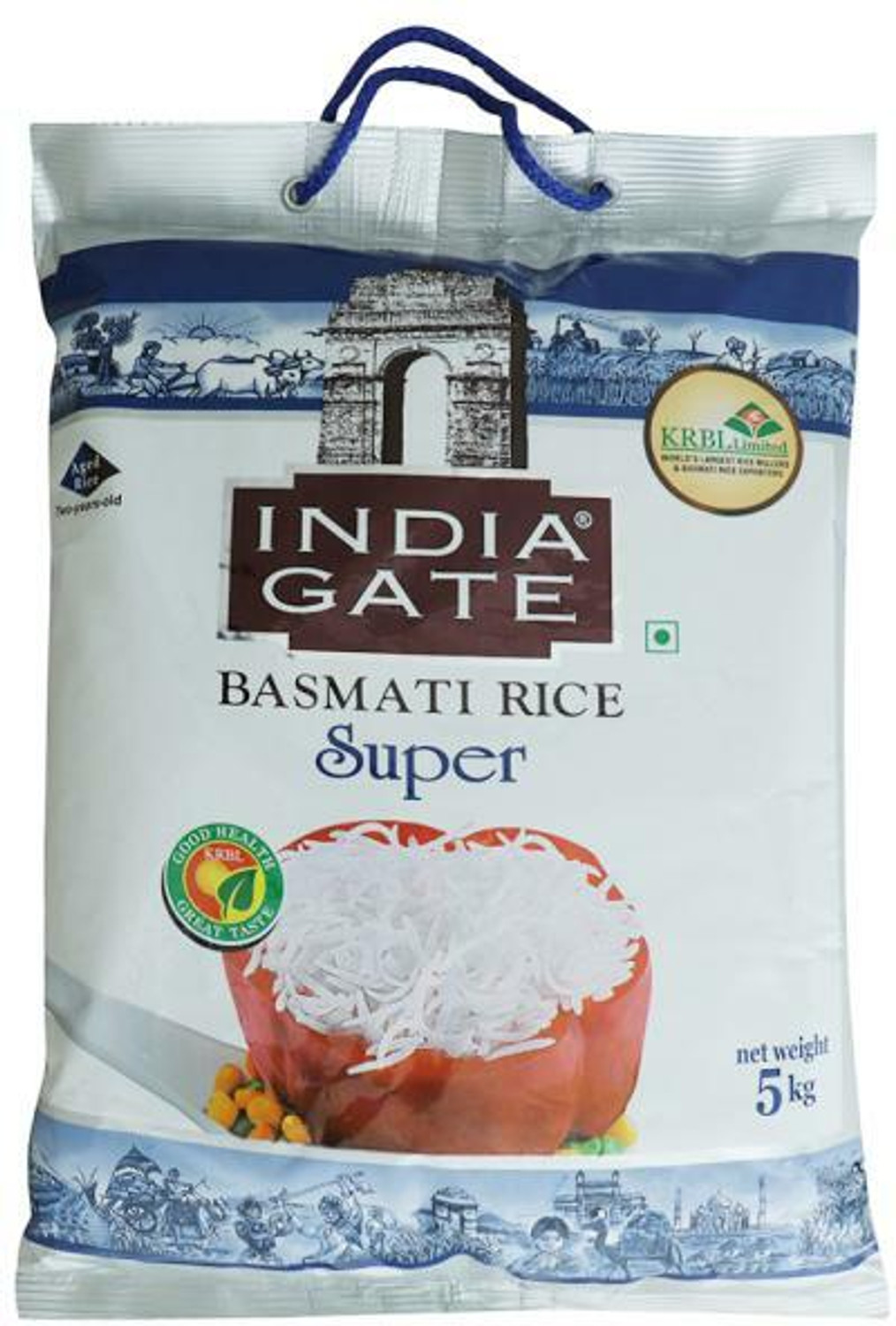 Image of INDIA GATE SUPER BASMATI RICE Basmati Rice (Long Grain, Polished) (5 kg)