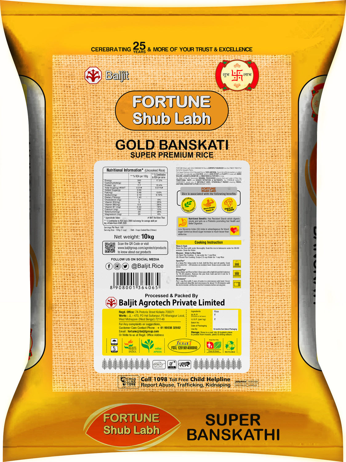 Image of FORTUNE Shub Labh Gold Super Premium Banskati Rice (Long Grain, Unpolished)