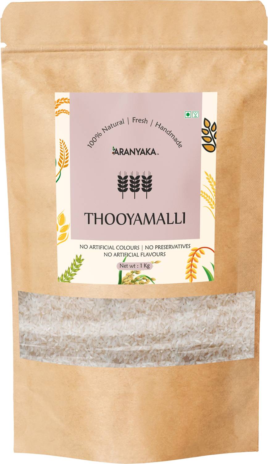 ARANYAKA Thooyamalli | Thuya Malli |Grown Sustainably for a Healthier Tomorrow Brown Boiled Rice (Medium Grain, Unpolished)